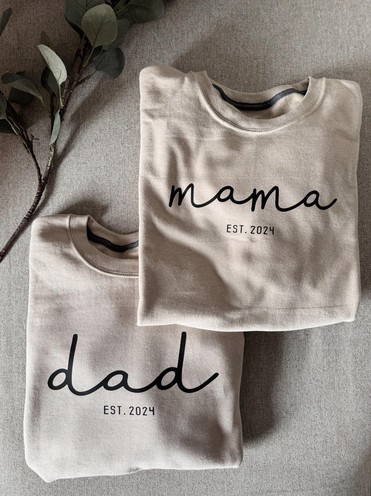 Personalized Parent Apparel: Custom Date/Sleeve Crewneck - Father's Day, Mother's Day