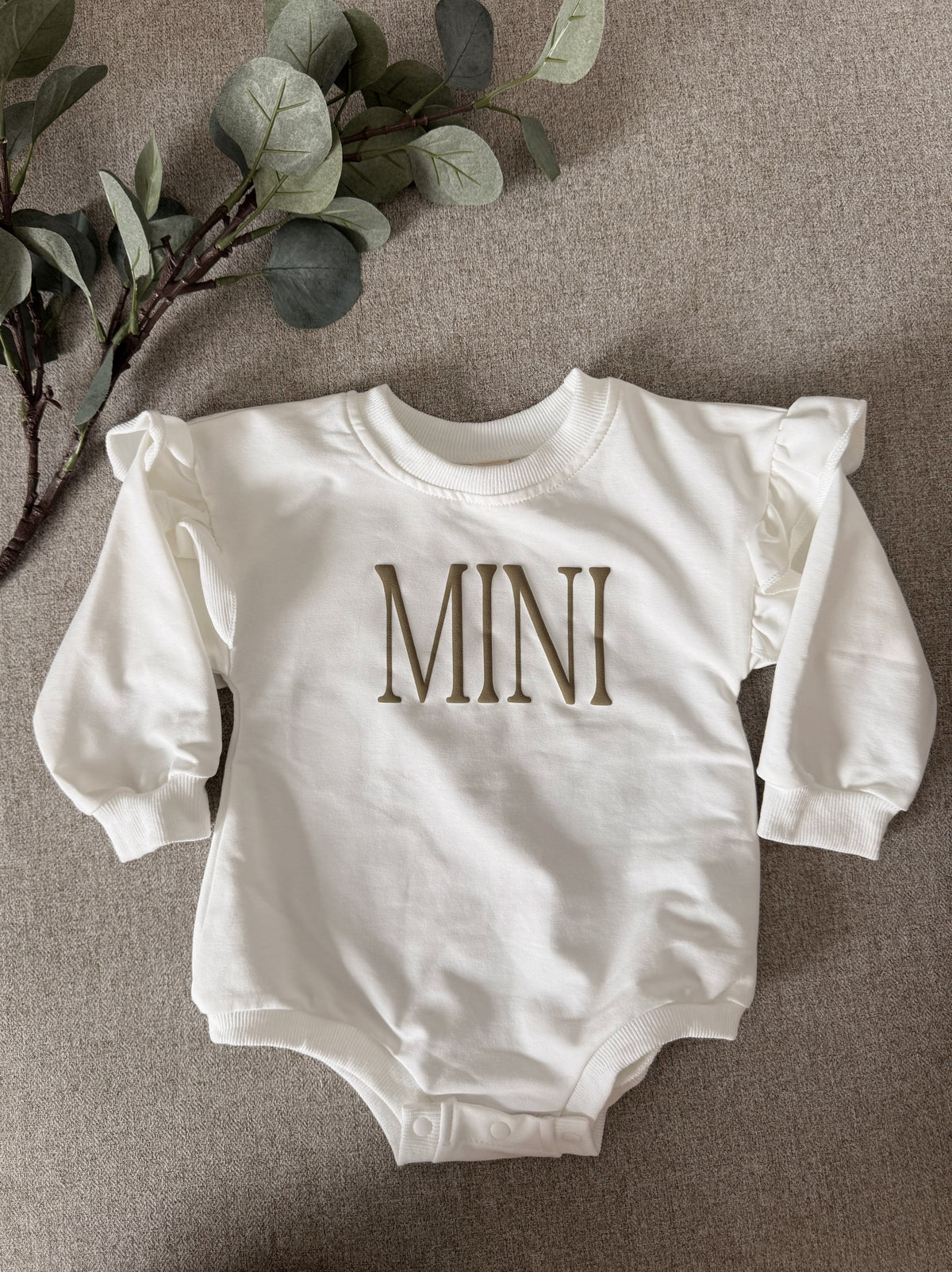 Mommy & Me Matching Puff Vinyl Set — White & Khaki