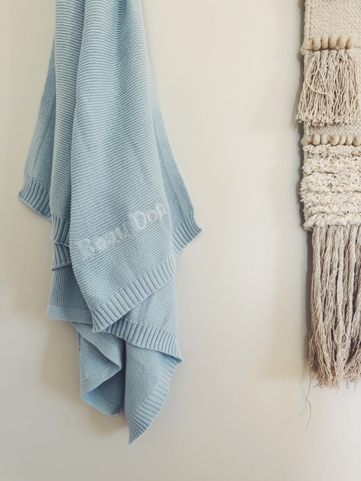 Personalized Organic Cotton Baby Blanket - Custom Embroidered Name