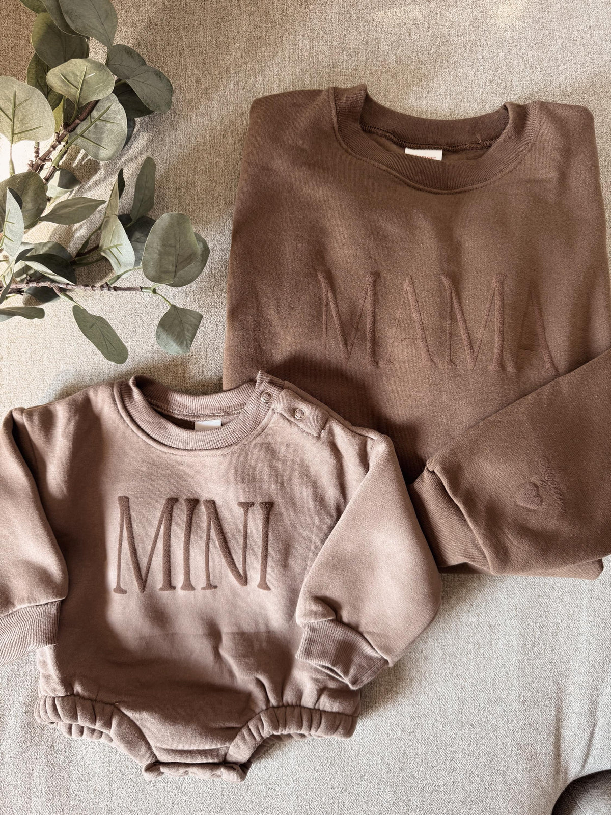 Mommy & Me Matching Puff Vinyl Set — Light Brown & Army Brown