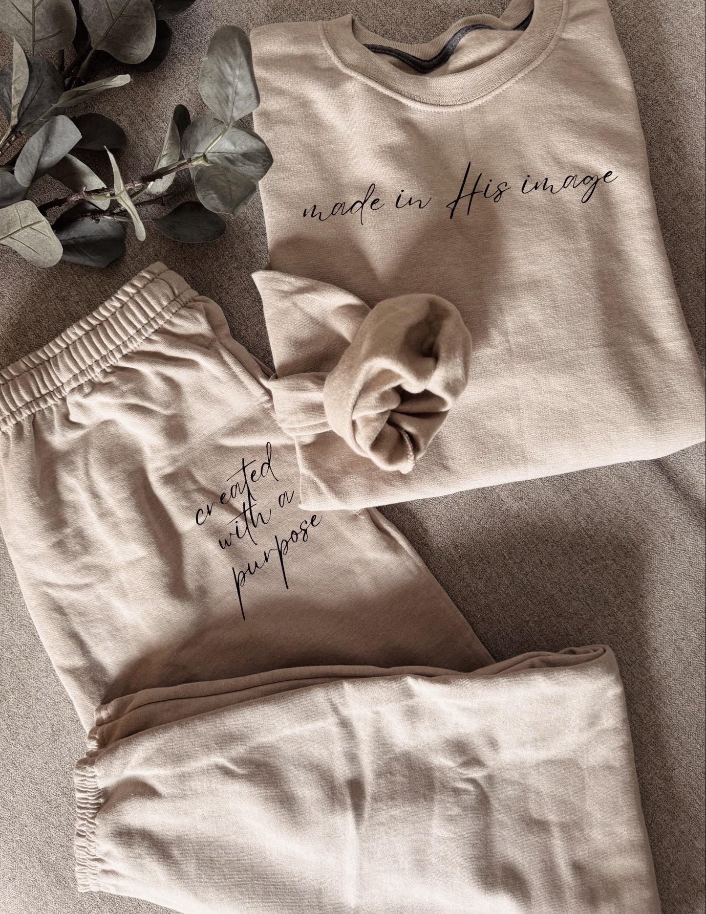 Personalized Lounge Set, Custom Sweatpants and Crewneck, Faith Gift