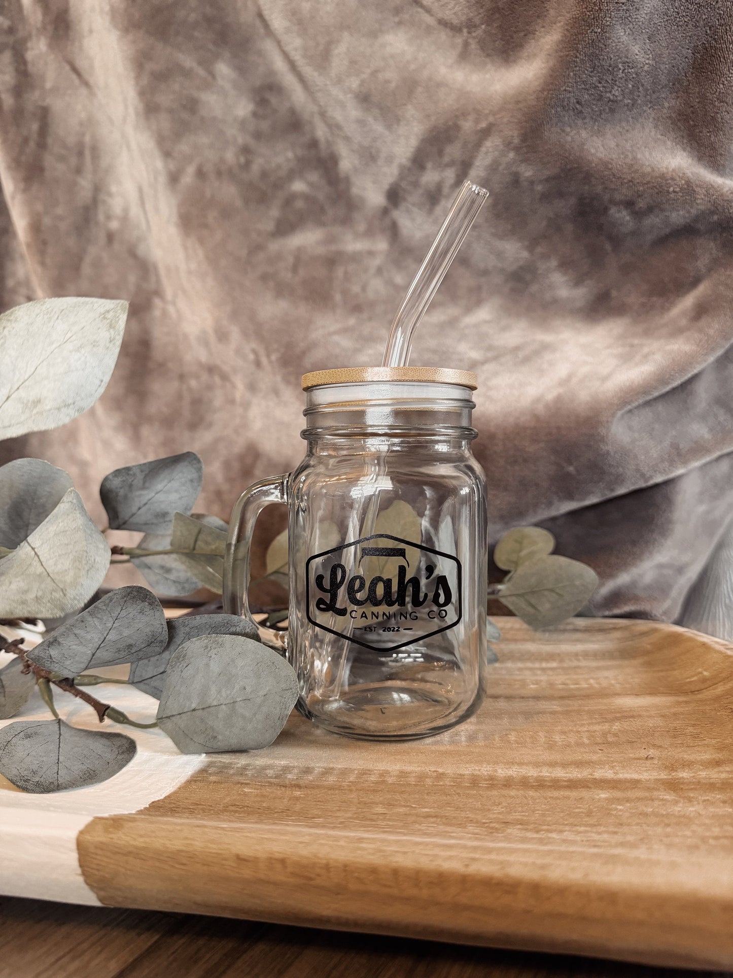 Personalized Logo Coffee Cup: Glass Straw & Bamboo Lid, Corporate Gift