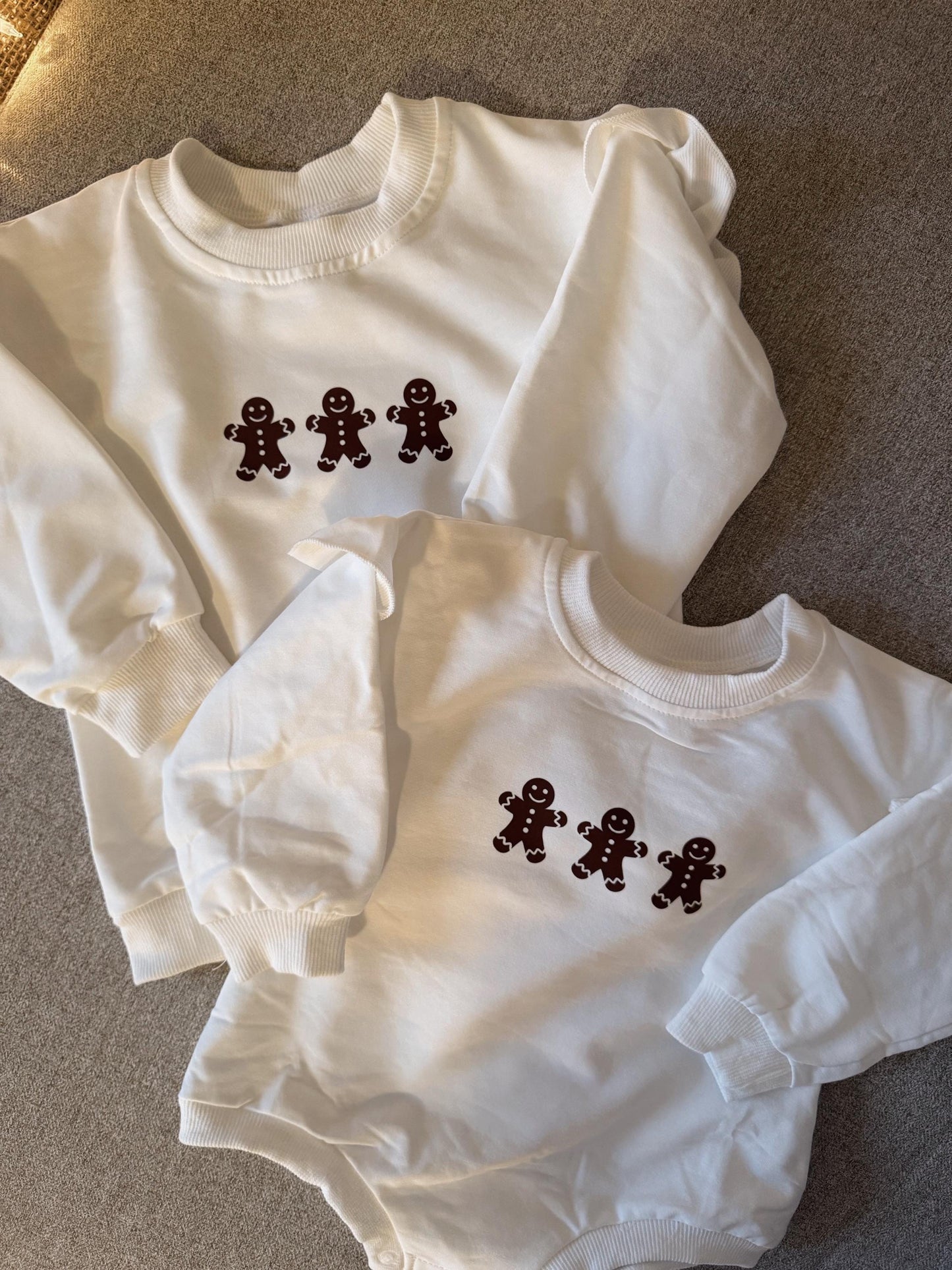 Personalized Gingerbread Holiday Romper & Crew // Custom Baby, Infant, Toddler, Christmas Outfit