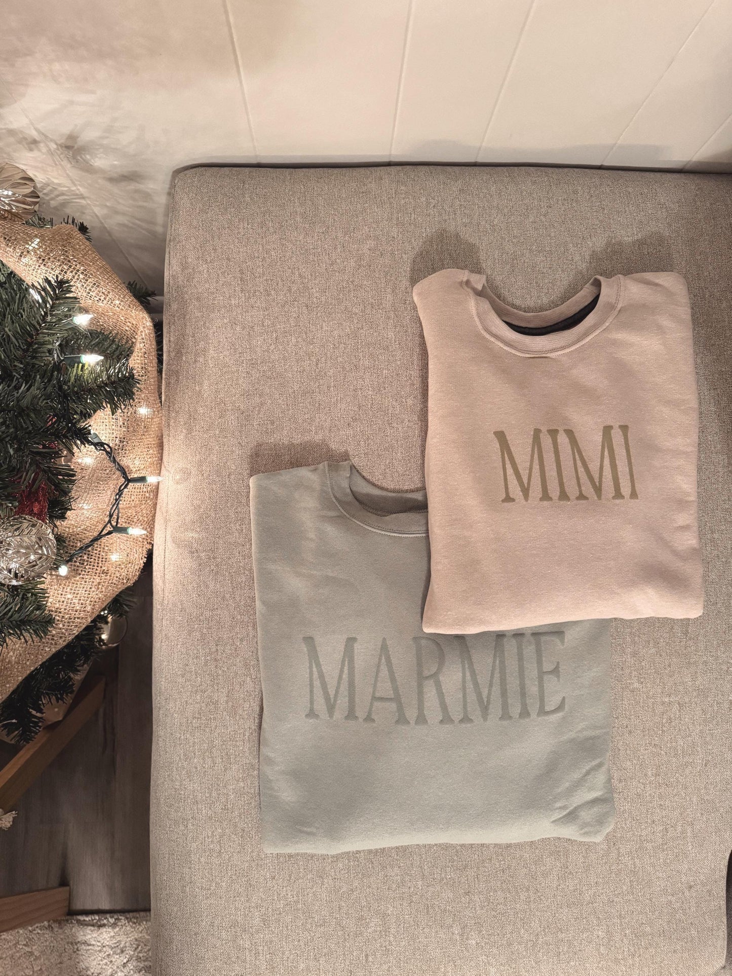 Personalized Grandma Puff Vinyl Sweatshirts / Crewneck, Custom, Neutral, Mimi, Nana, Gift, Christmas Gift, Mamaw, Grandma Gift, Birthday