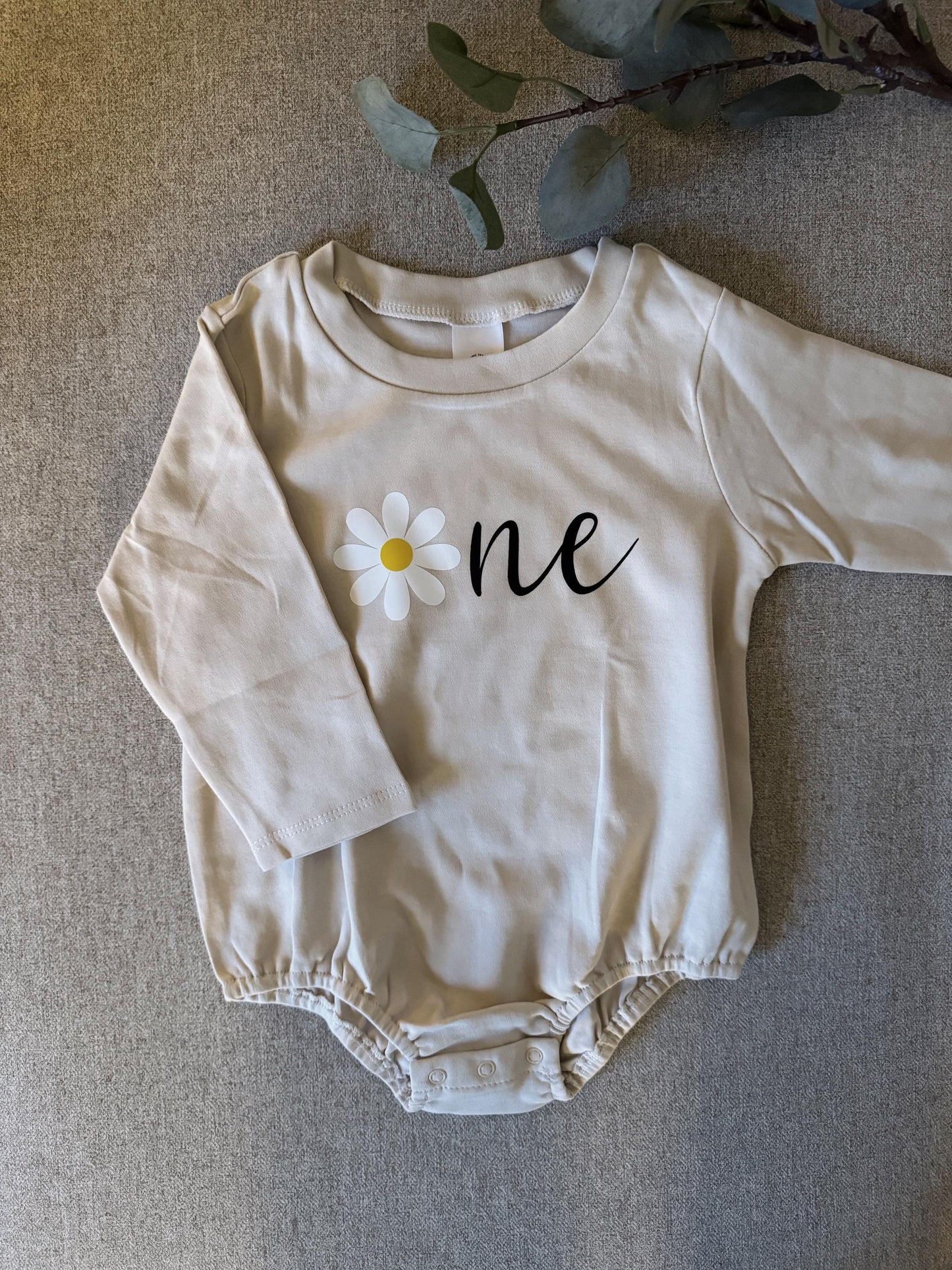 Personalized 'Daisy' Infant Birthday Romper : First Birthday, Gender Neutral, Holiday Clothing