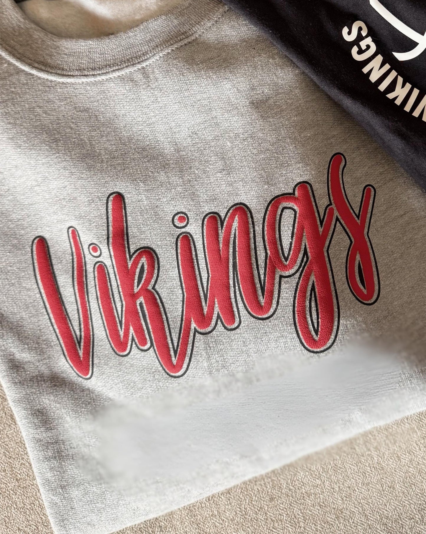 Custom Spirit Apparel / Outlined Puff Vinyl / Crewneck, Neutral, Tennis, Basketball, Football, Gift, Baseball, Family Apparel, Sweatshirts