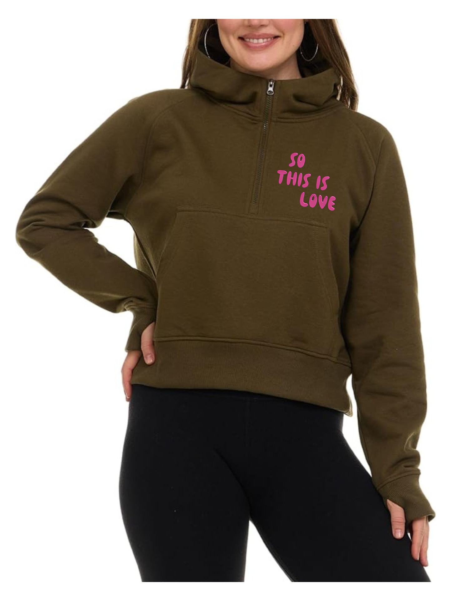 So This Is Love Lounge Set: Customizable Matching Wide Leg Sweatpants & Half Zip Crew