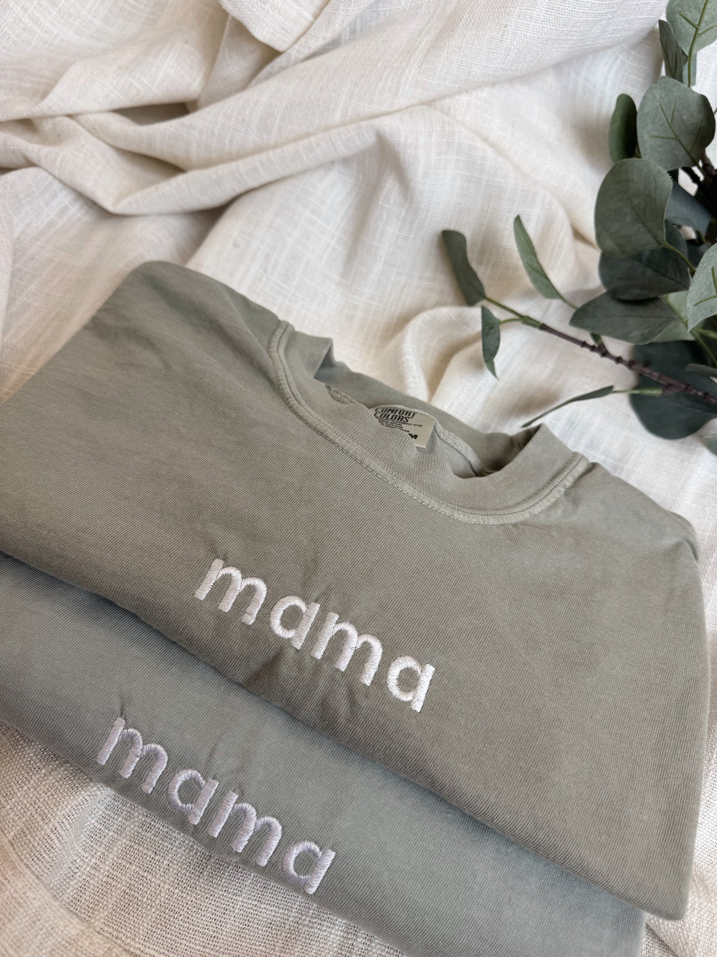 Embroidered Mama Dad Shirts, Custom Neutral Apparel, Family Gift