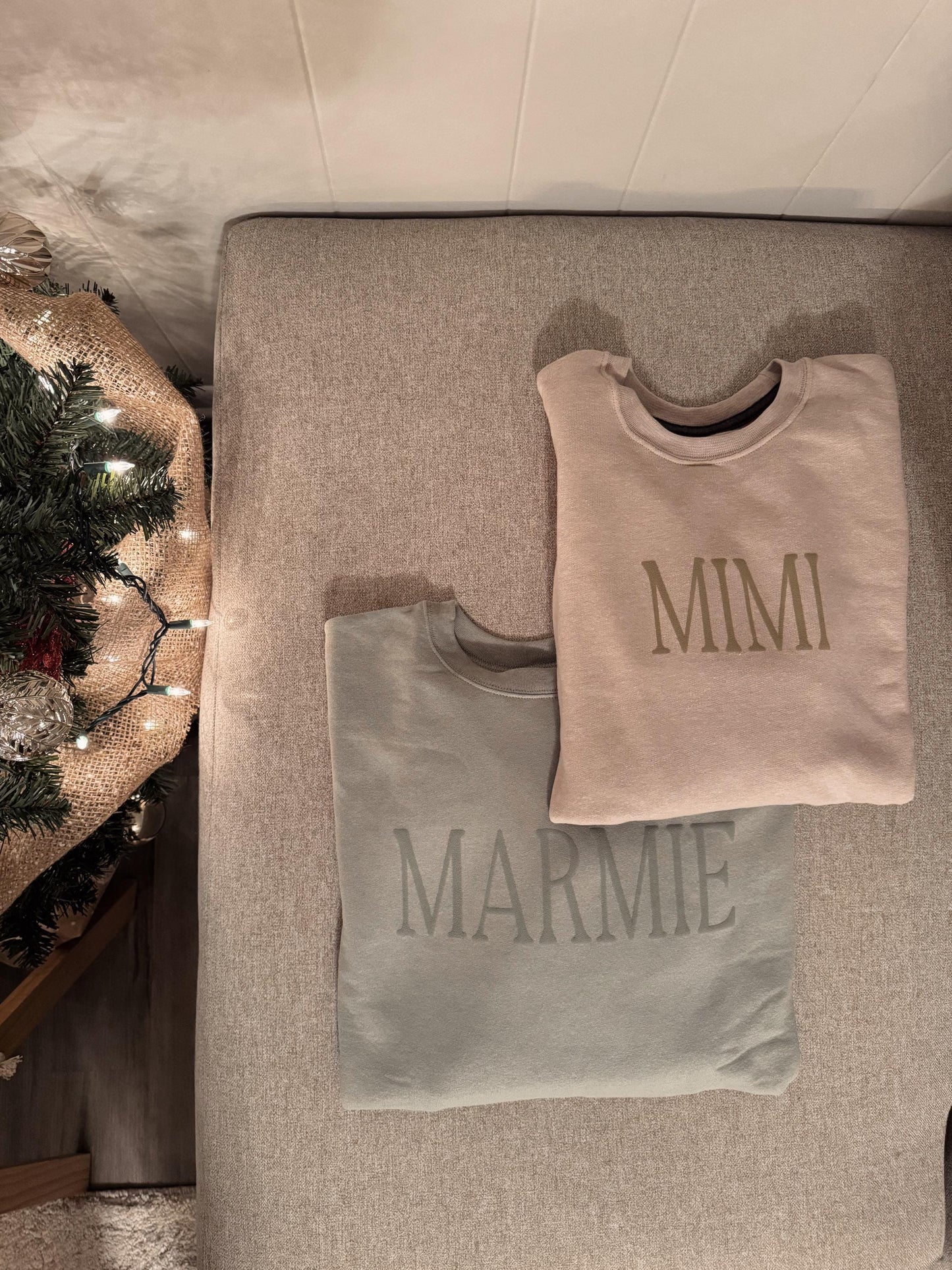 Personalized Grandma Puff Vinyl Sweatshirts / Crewneck, Custom, Neutral, Mimi, Nana, Gift, Christmas Gift, Mamaw, Grandma Gift, Birthday