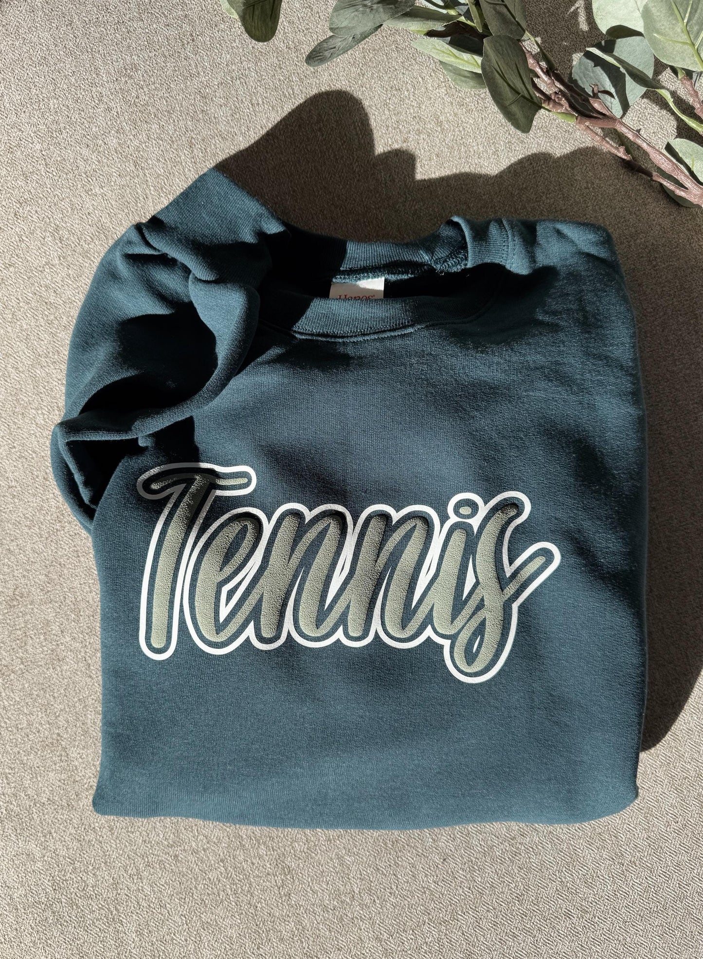 Custom Spirit Apparel / Outlined Puff Vinyl / Crewneck, Neutral, Tennis, Basketball, Football, Gift, Baseball, Family Apparel, Sweatshirts