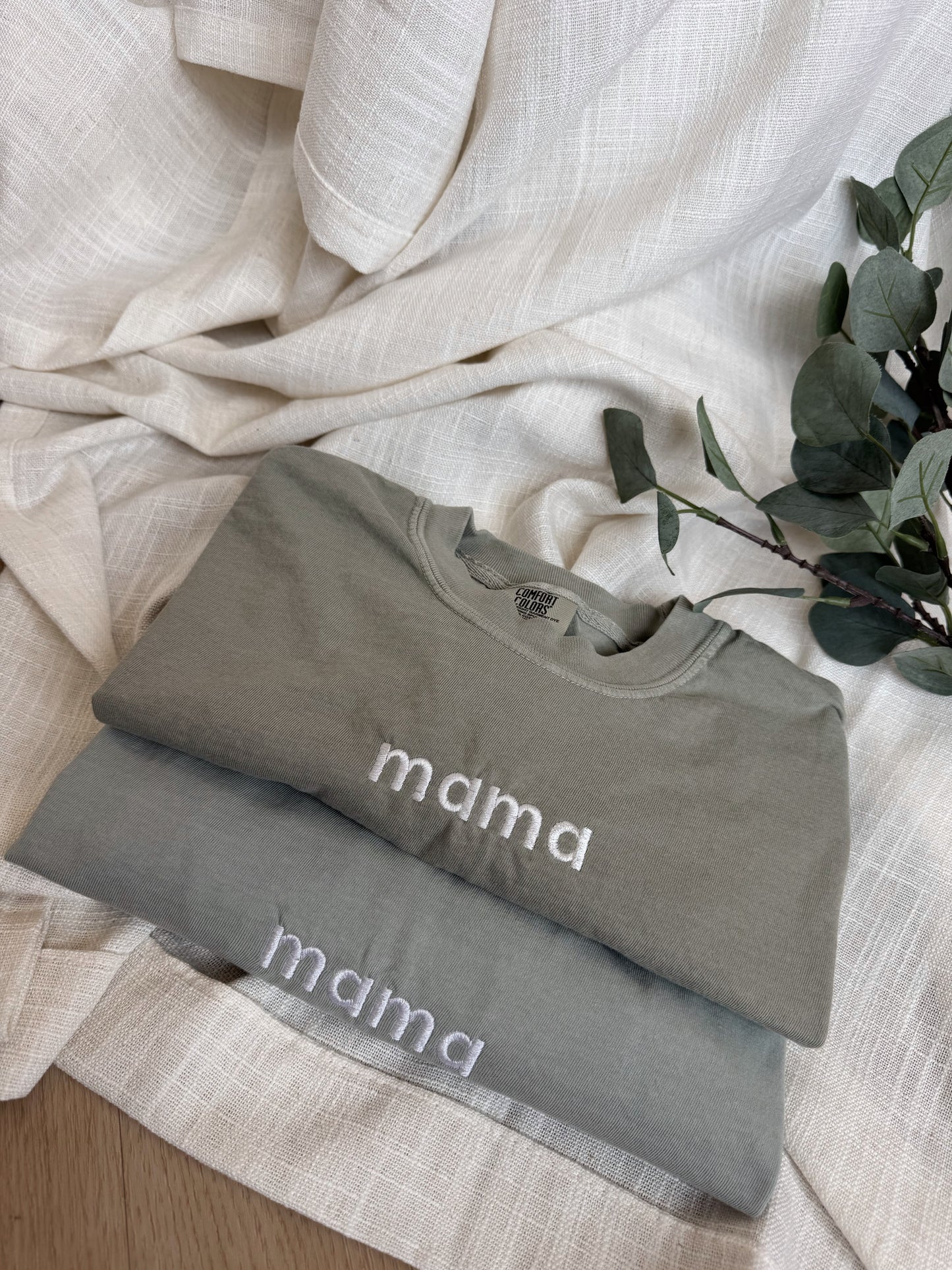 Embroidered Mama Dad Shirts, Custom Neutral Apparel, Family Gift