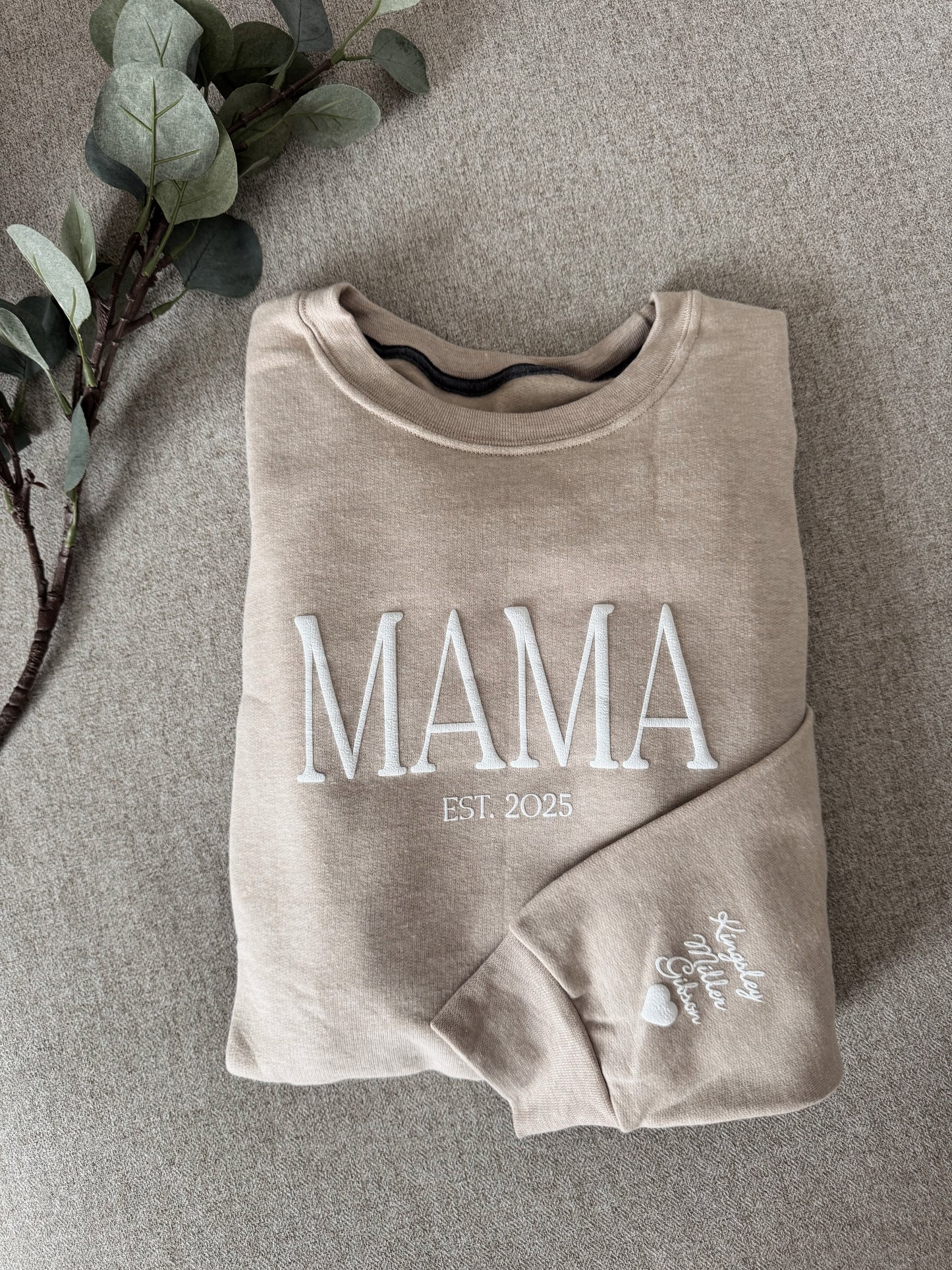 Personalized Mommy and Me Matching Puff Vinyl Apparel / Crewneck, Bubble Romper, Mama, Mini, Custom, Neutral, Sleeve Customization