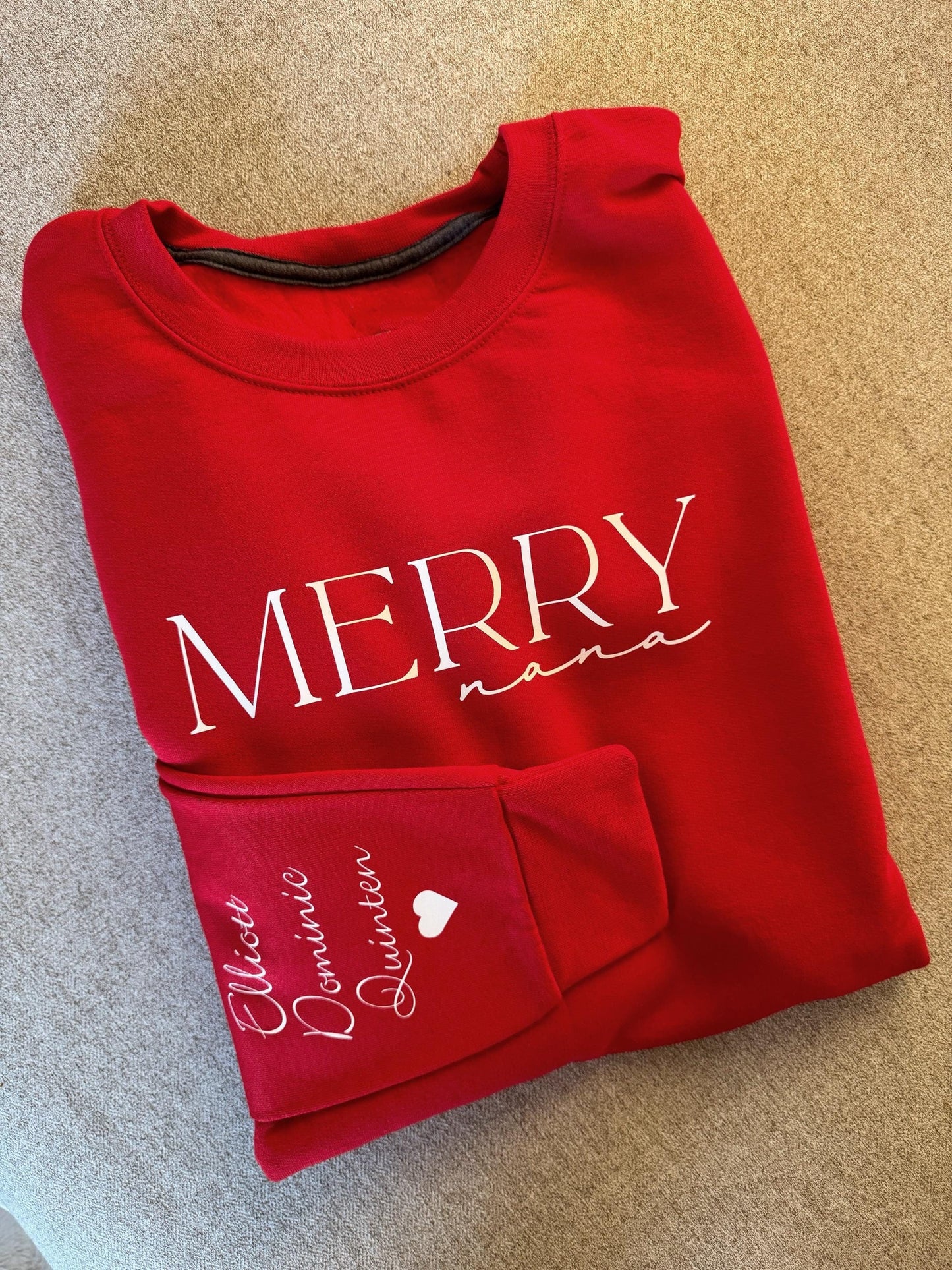 Personalized Grandma Christmas Crewneck: Merry Nana, Custom Sleeve Names, Holiday Gifts