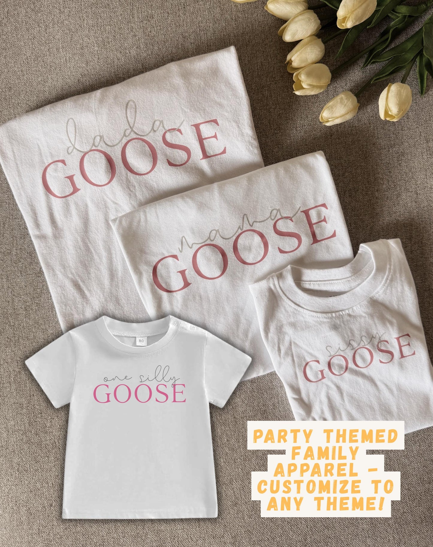 Birthday Themed Apparel / 'Silly Goose' / Baby's First Birthday: Family Party Outfits