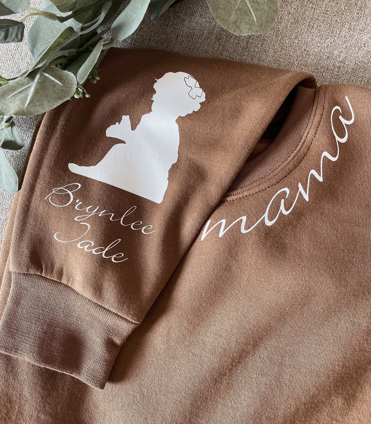 Personalized Mama Sweatshirt: Silhouette Profile and Name Sleeve, Mom Gifts, Family, Customization