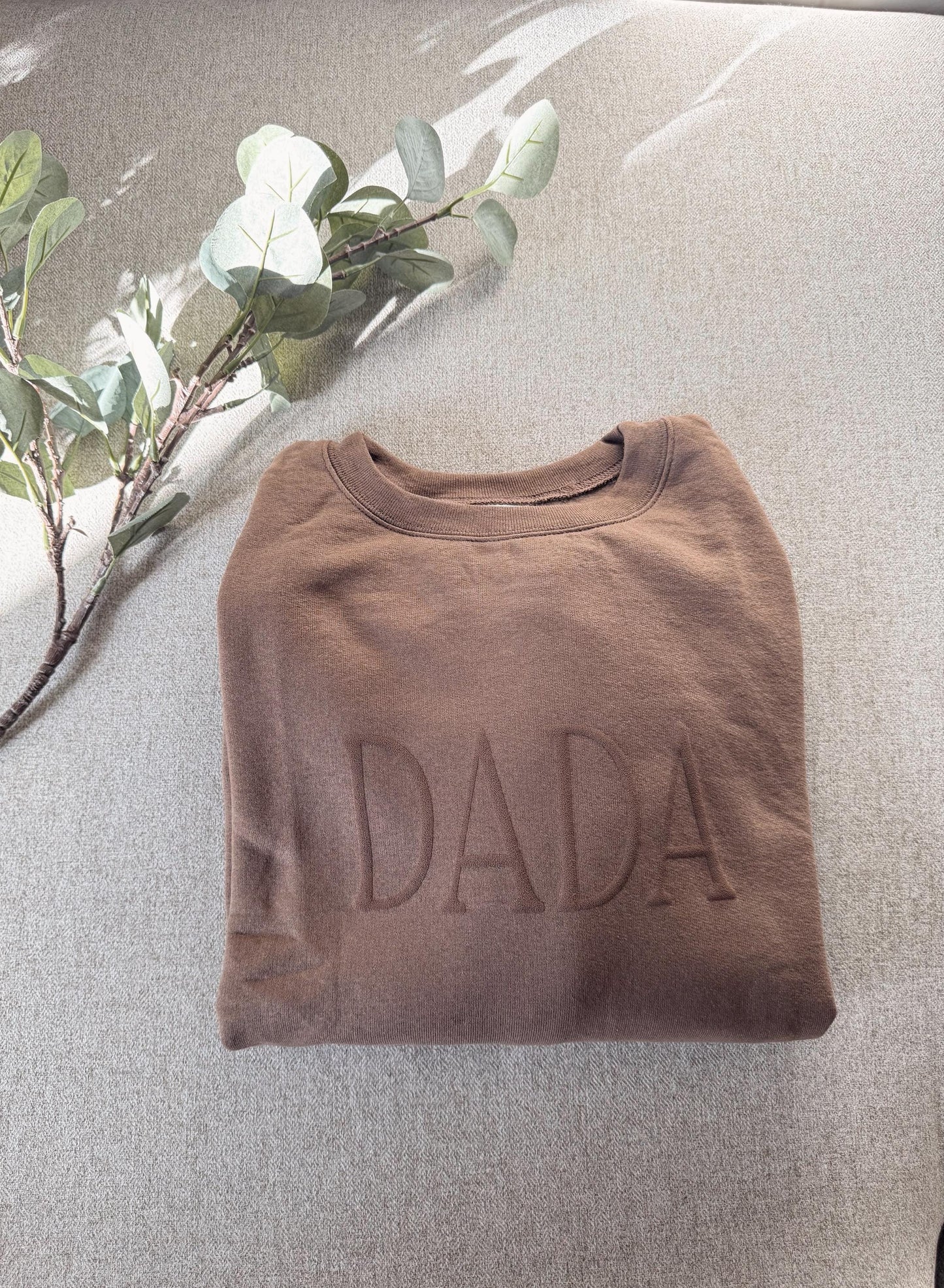 Personalized Dada Puff Vinyl Sweatshirts / Crewneck, Custom, Neutral, Gift, Christmas Gift, Dad, Birthday, Gifts for Him