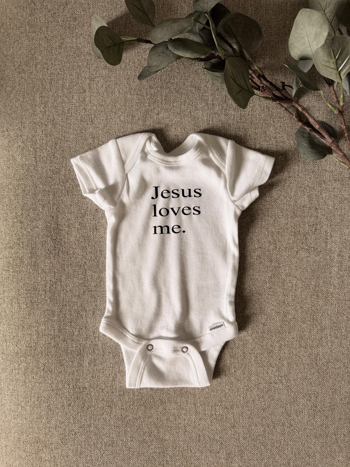 Personalized "Jesus Loves Me" Baby Onesie & Socks Set
