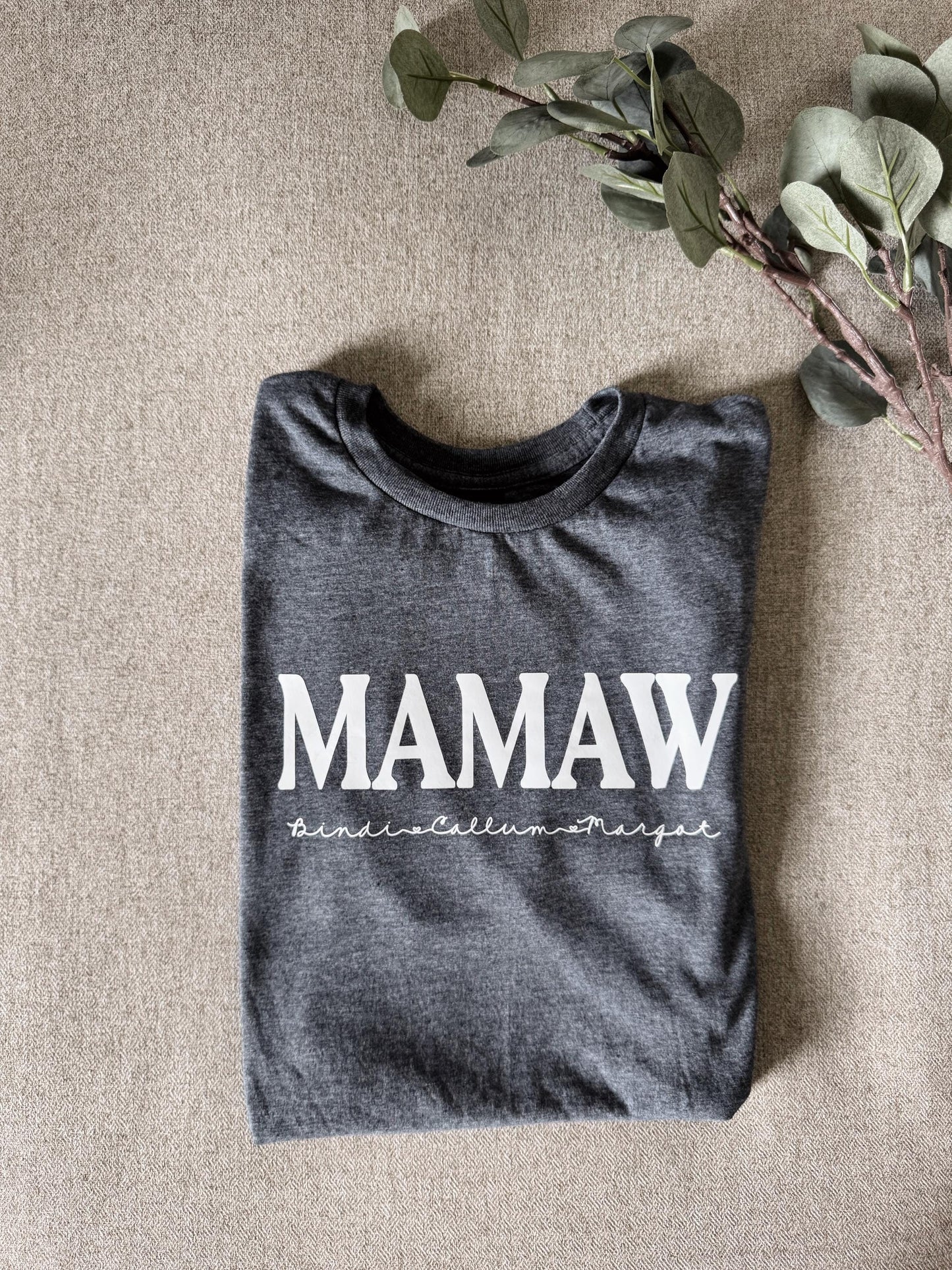 Personalized Grandparent Apparel / Custom Tshirt: 'Mamaw' Design, Hoodie, Crewneck, Long sleeve