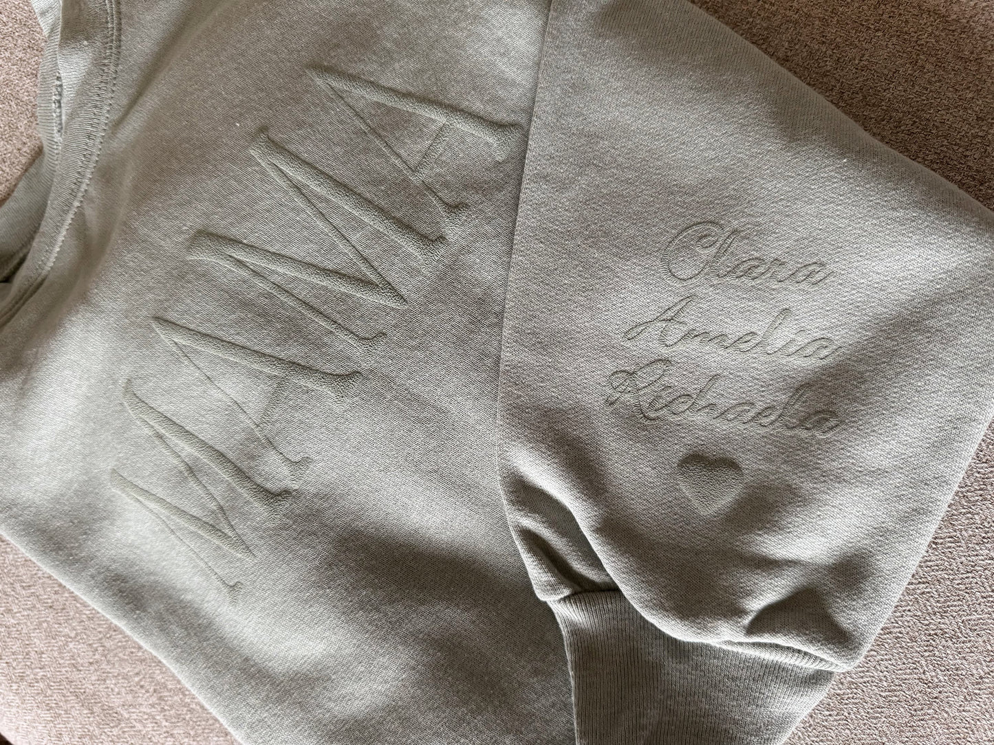 Personalized Mommy and Me Matching Puff Vinyl Apparel / Crewneck, Bubble Romper, Mama, Mini, Custom, Neutral, Sleeve Customization