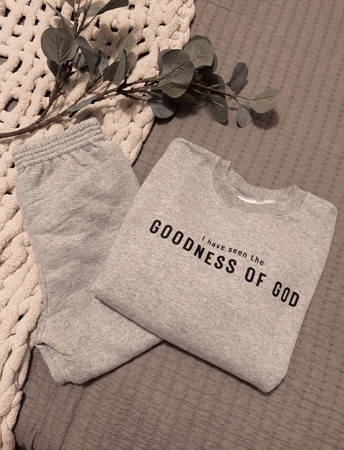 Personalized Kid / Toddler Lounge Set: Custom Matching Sweatpants & Crewneck, Simple Faith Sayings, Customized Pajamas