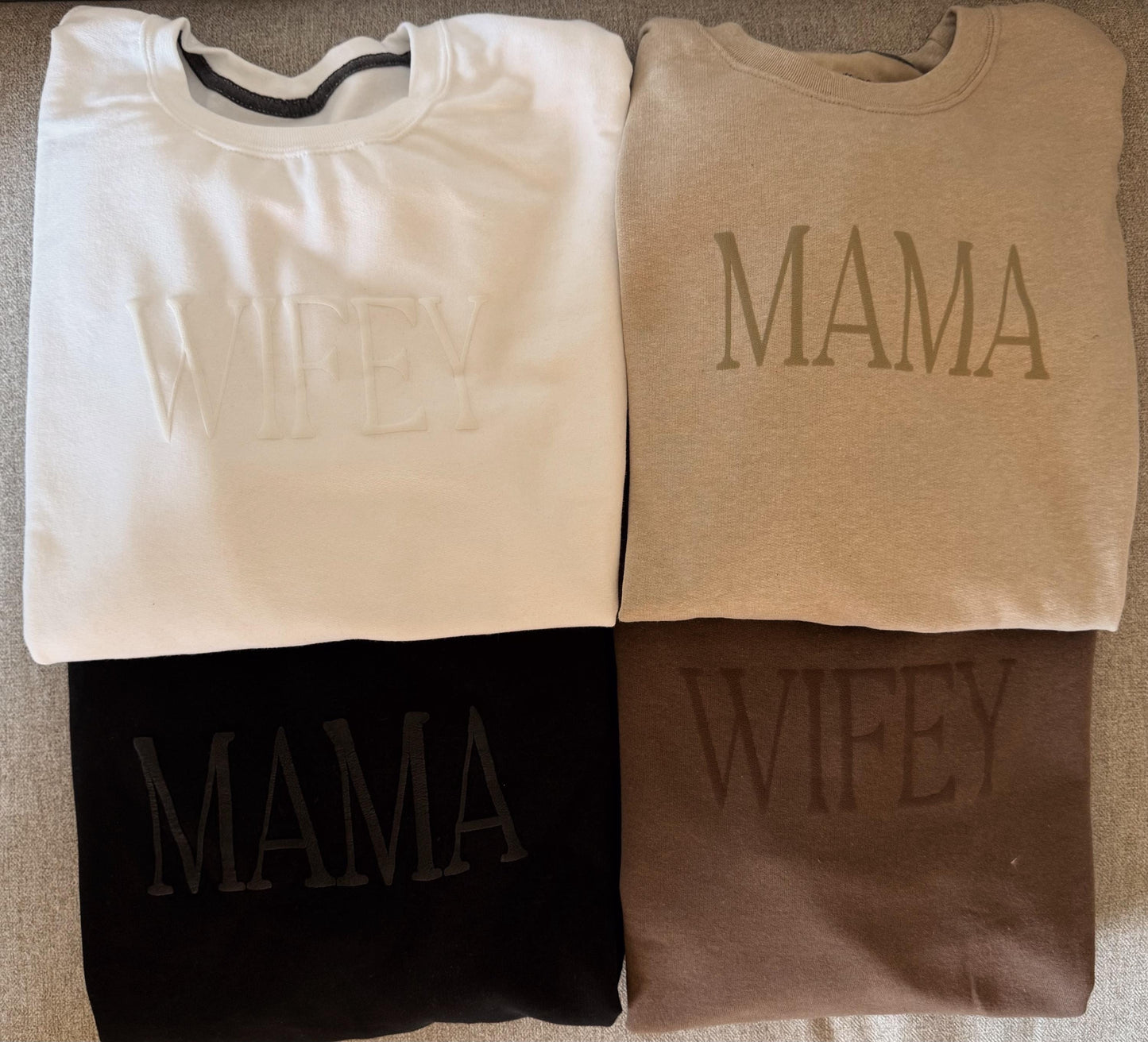 Personalized Puff Vinyl Sweatshirts / Crewneck, Custom, Neutral, Gift, Christmas Gift, Auntie, Grandma Gift, Mama, Birthday