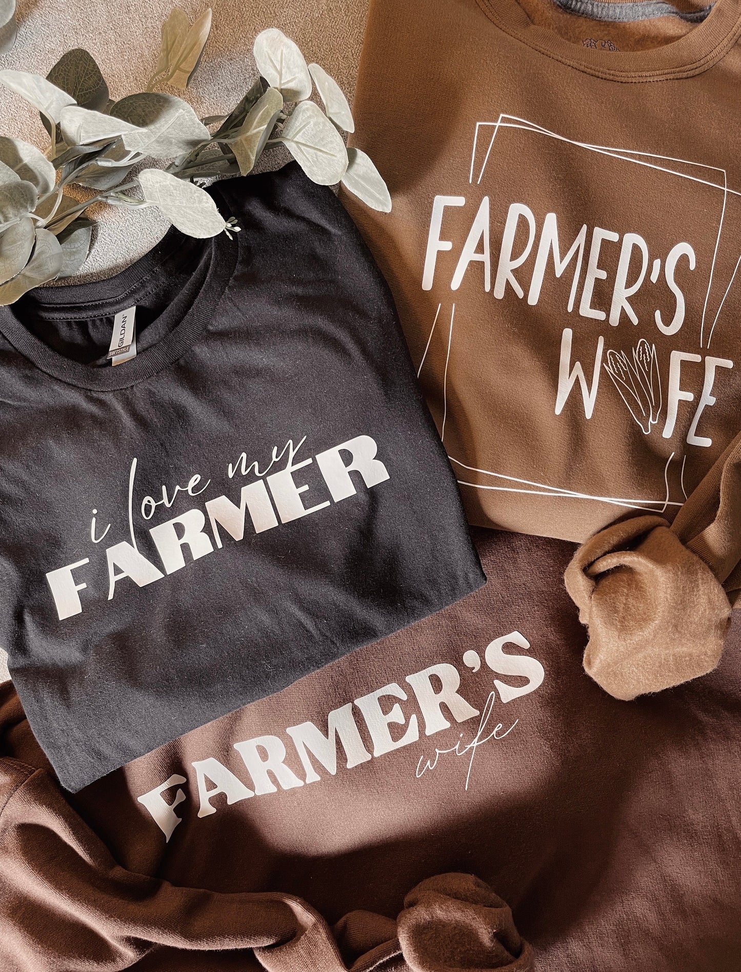 Personalized Farmer's Wife Clothing: Custom Name Sleeve, Fall, Harvest Season, Family Farming Apparel