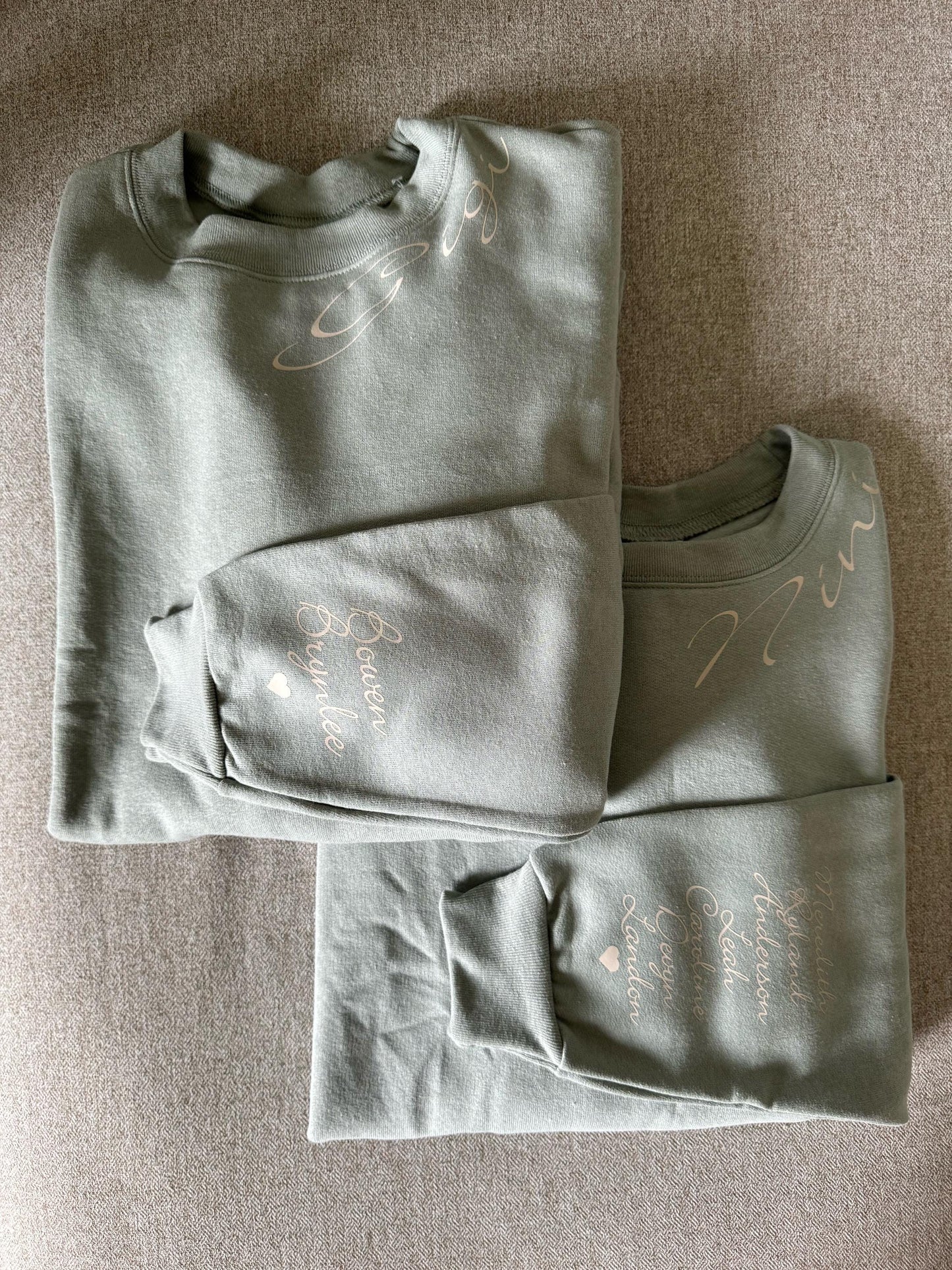 Personalized Grandma Apparel with Grandchildren Names on Sleeve: Gift, Customization, Grandparents