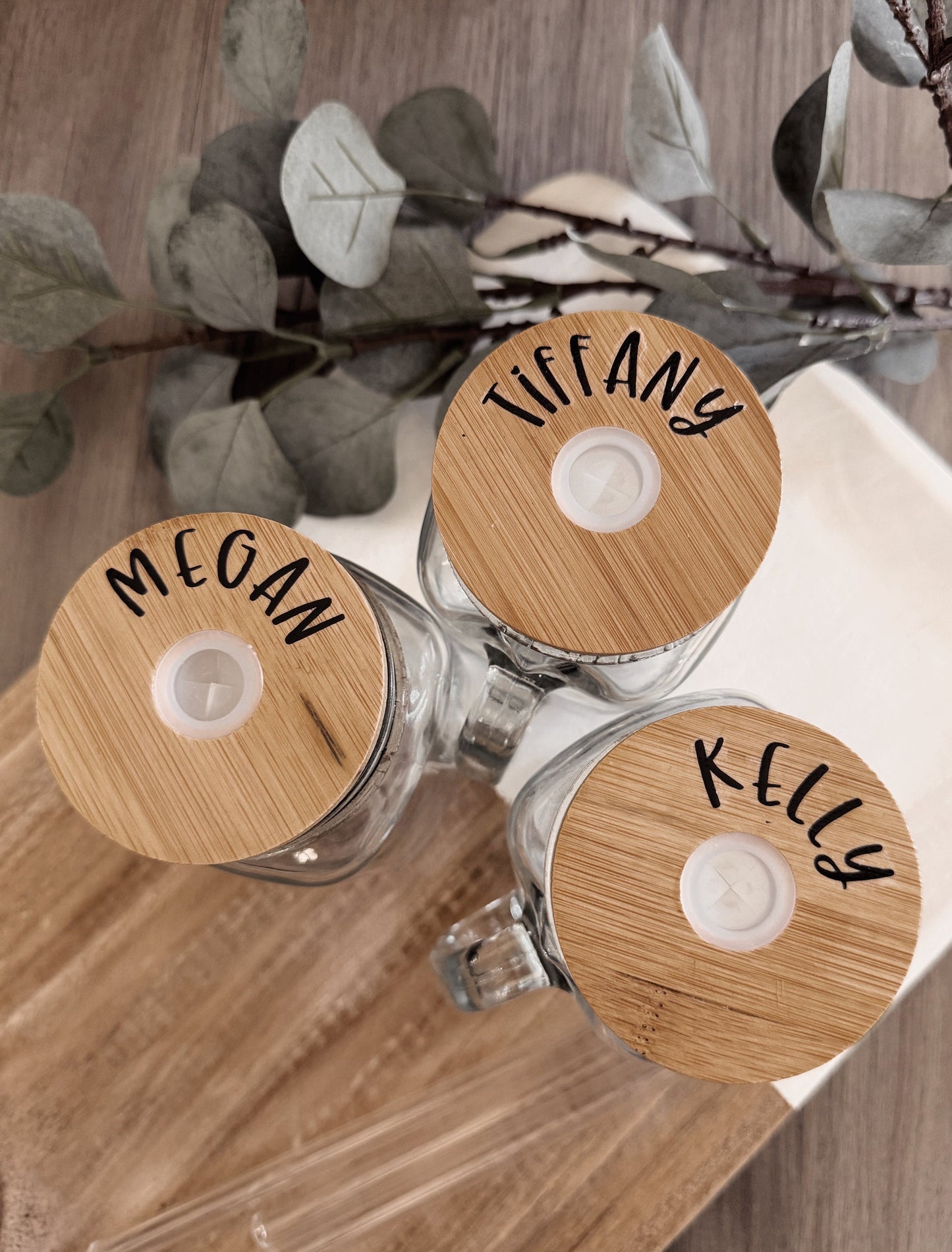 Personalized Mama Mason Jar: Glass Straw & Bamboo Lid