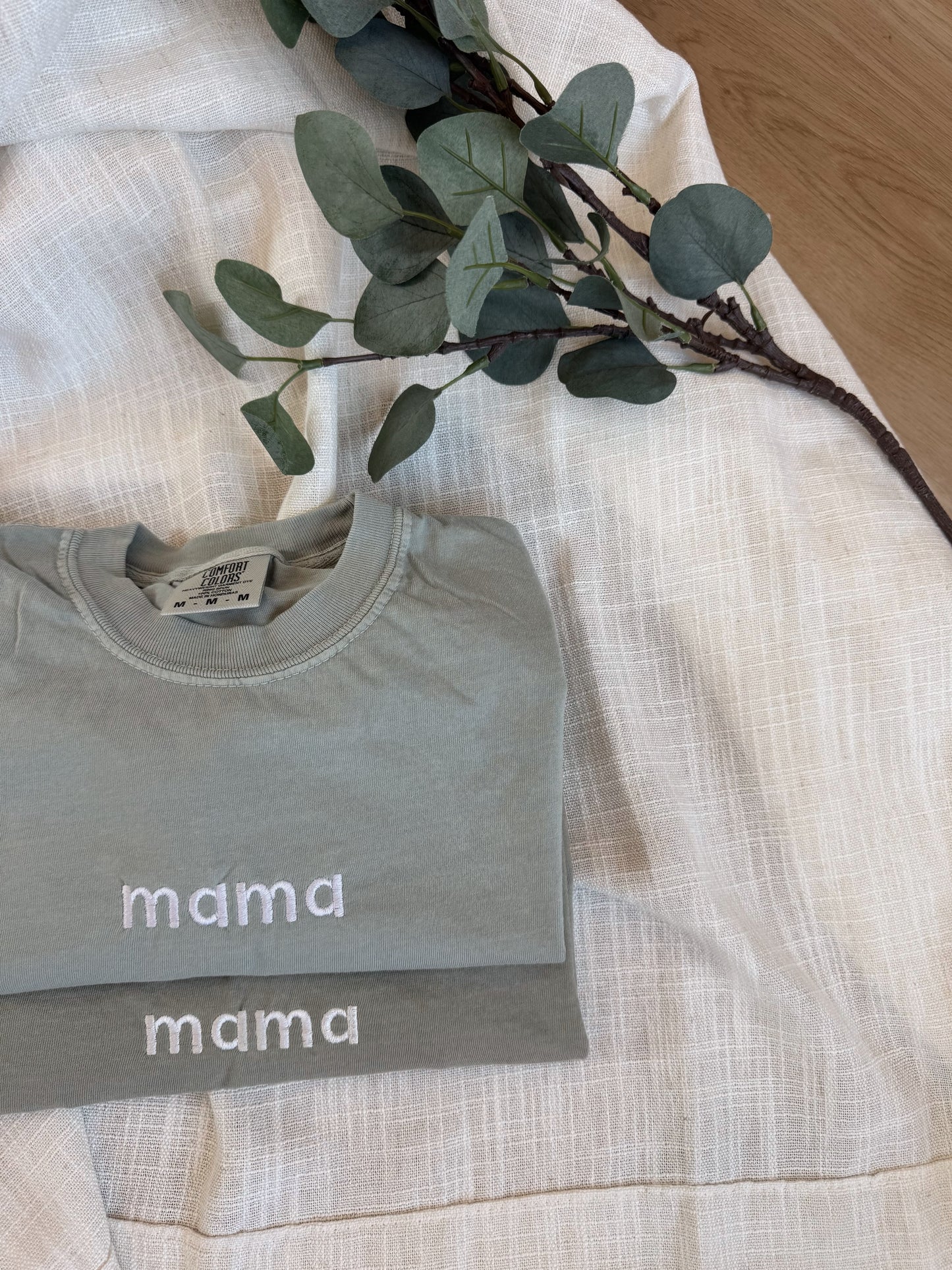 Embroidered Mama Dad Shirts, Custom Neutral Apparel, Family Gift