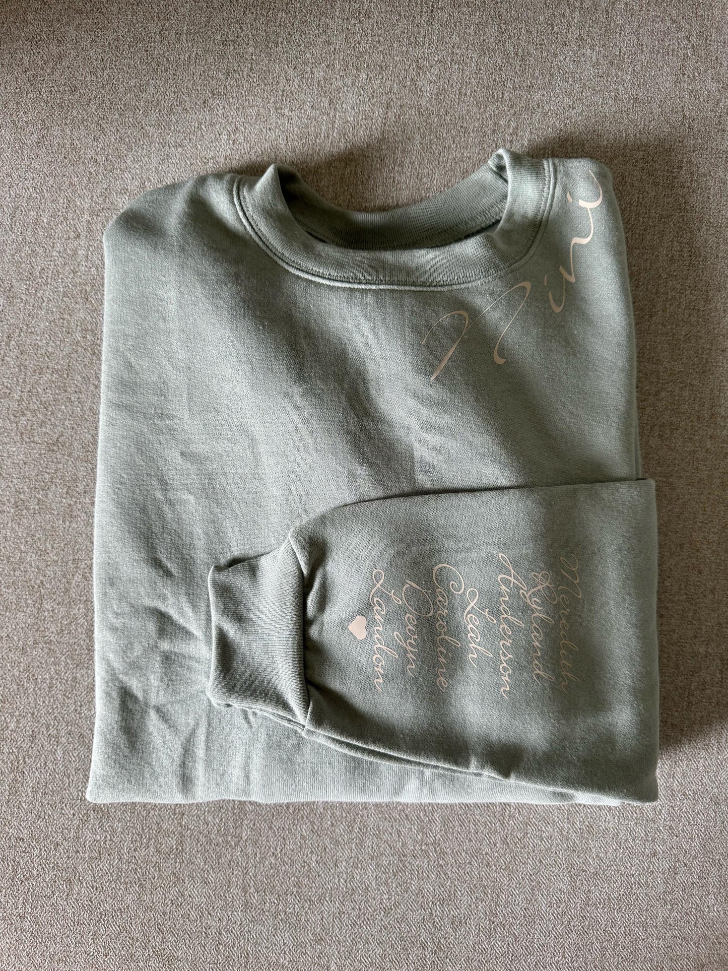 Personalized Grandparent Sweatshirt: Custom Grandchildren Names on Sleeve, Grandma, Grandpa, Gifts