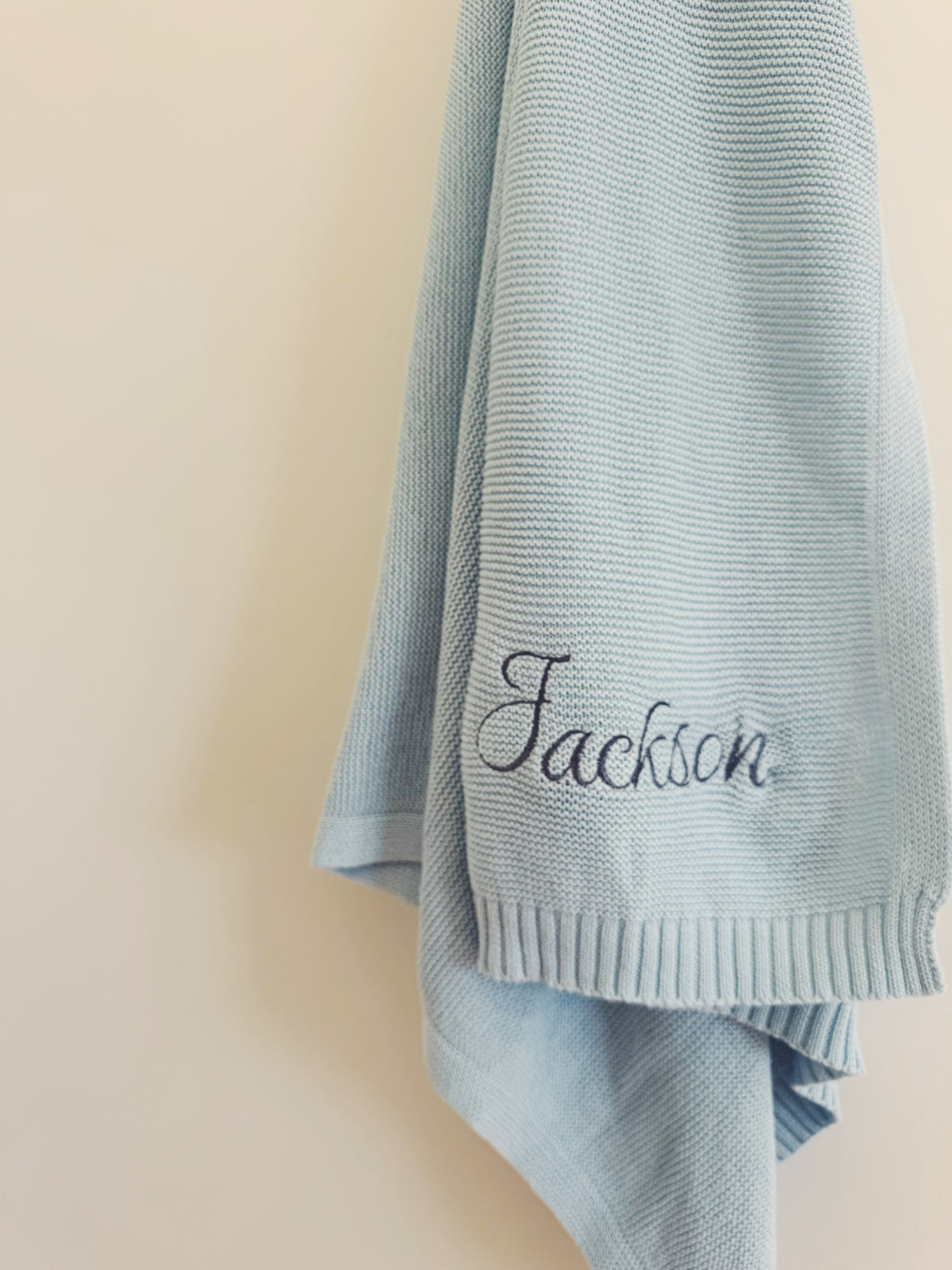 Personalized Organic Cotton Baby Blanket - Custom Embroidered Name