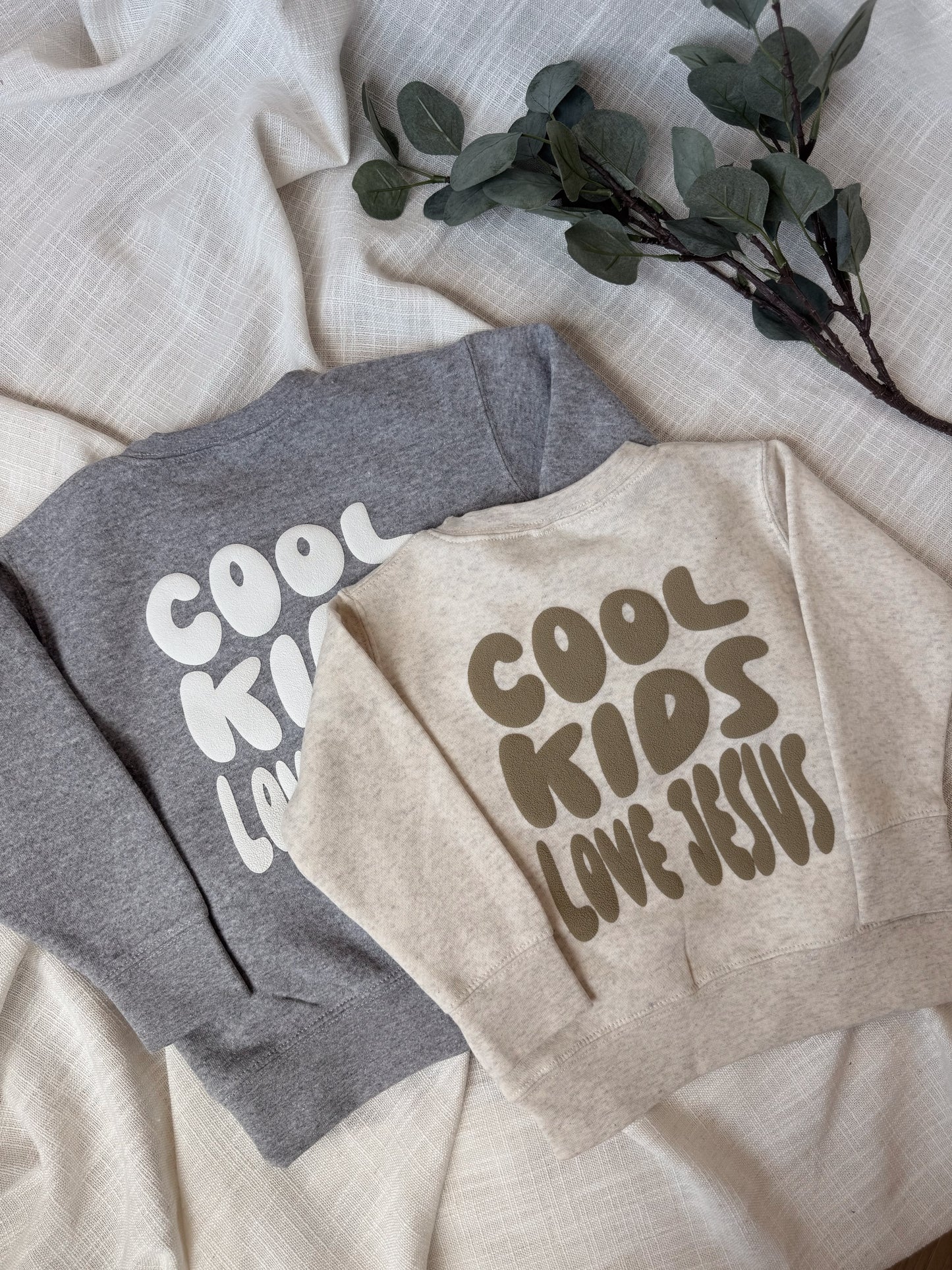 Personalized Toddler Sweatshirt: 'Cool Kids Love Jesus', Matching Christian Apparel, Custom Sleeve Name