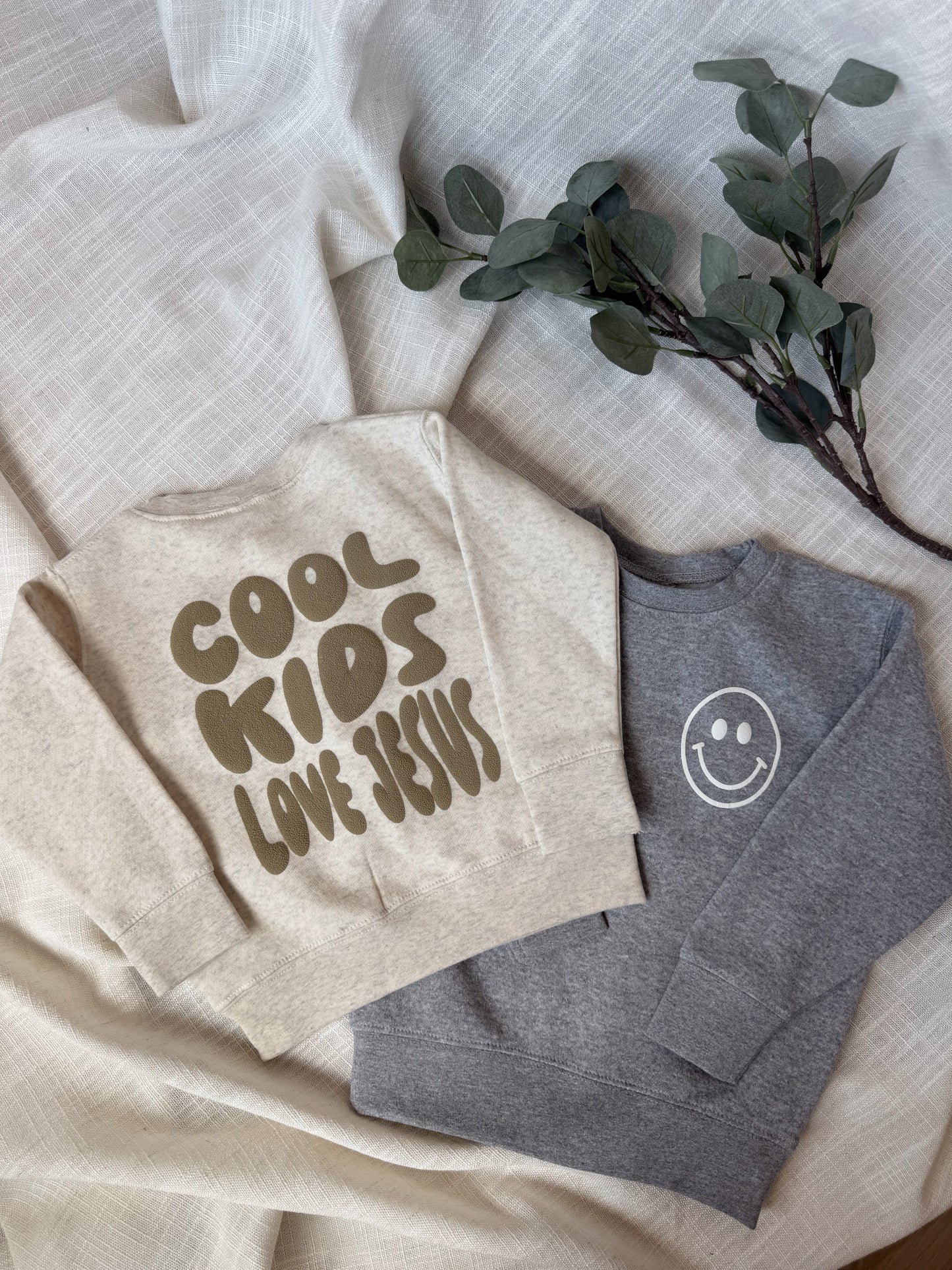 Personalized Toddler Sweatshirt: 'Cool Kids Love Jesus', Matching Christian Apparel, Custom Sleeve Name
