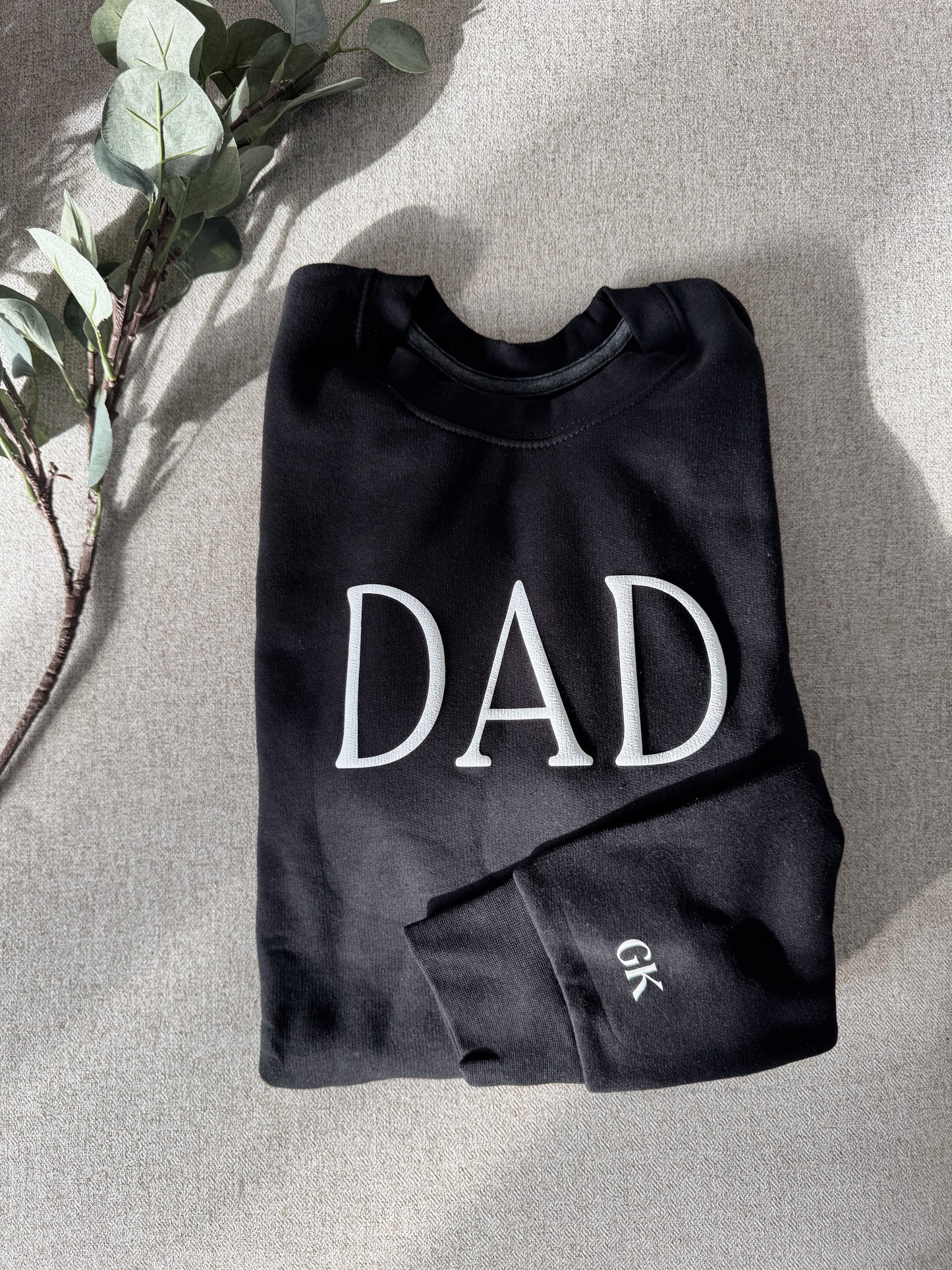 Personalized Mom and Dad Puff Vinyl Sweatshirts / Custom Crewneck, Neutral