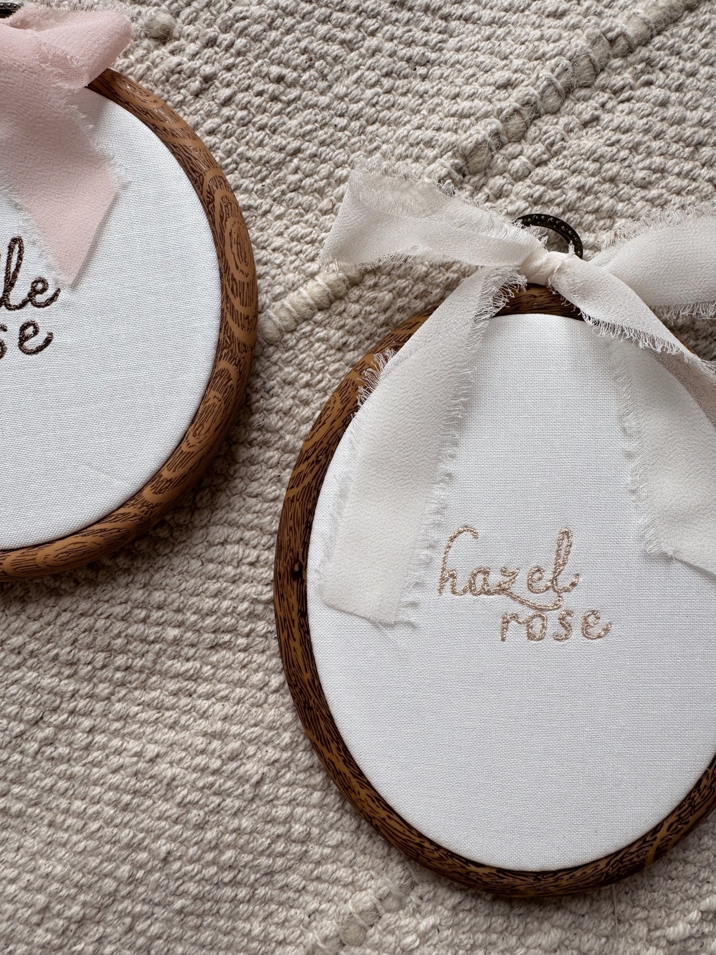 Personalized Embroidered Birth Announcement Hoop, Milestone Photo Prop