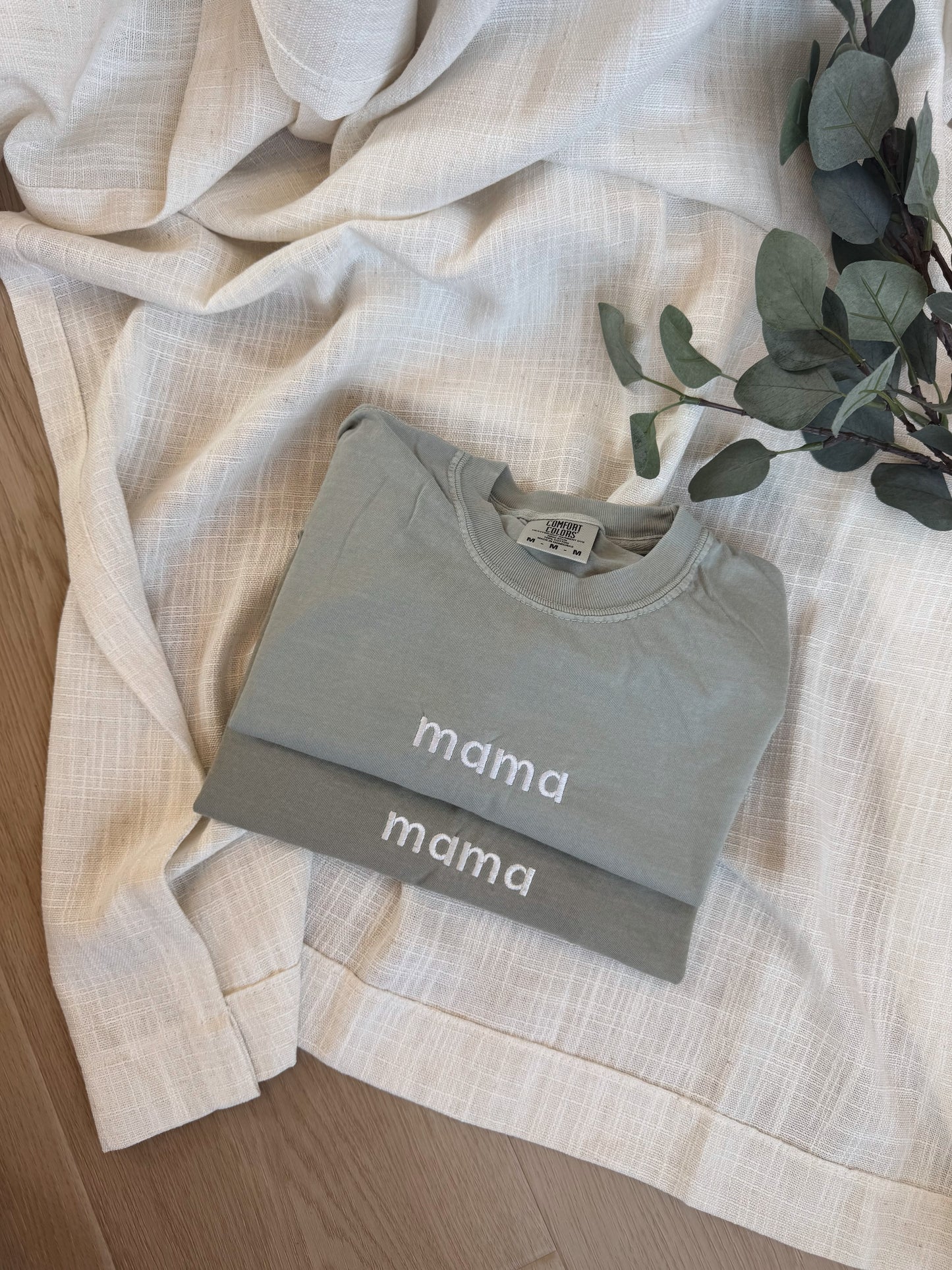 Embroidered Mama Dad Shirts, Custom Neutral Apparel, Family Gift