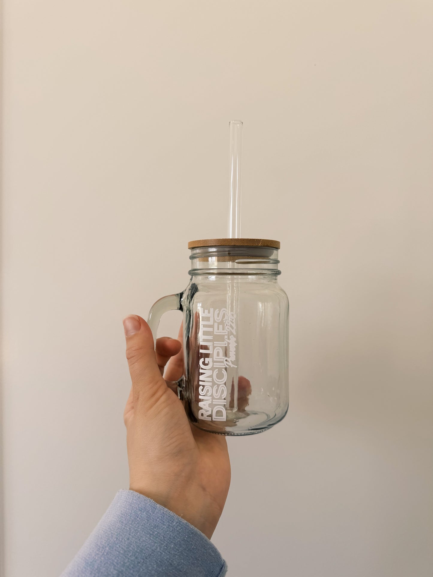 Personalized Mama Mason Jar: Glass Straw & Bamboo Lid