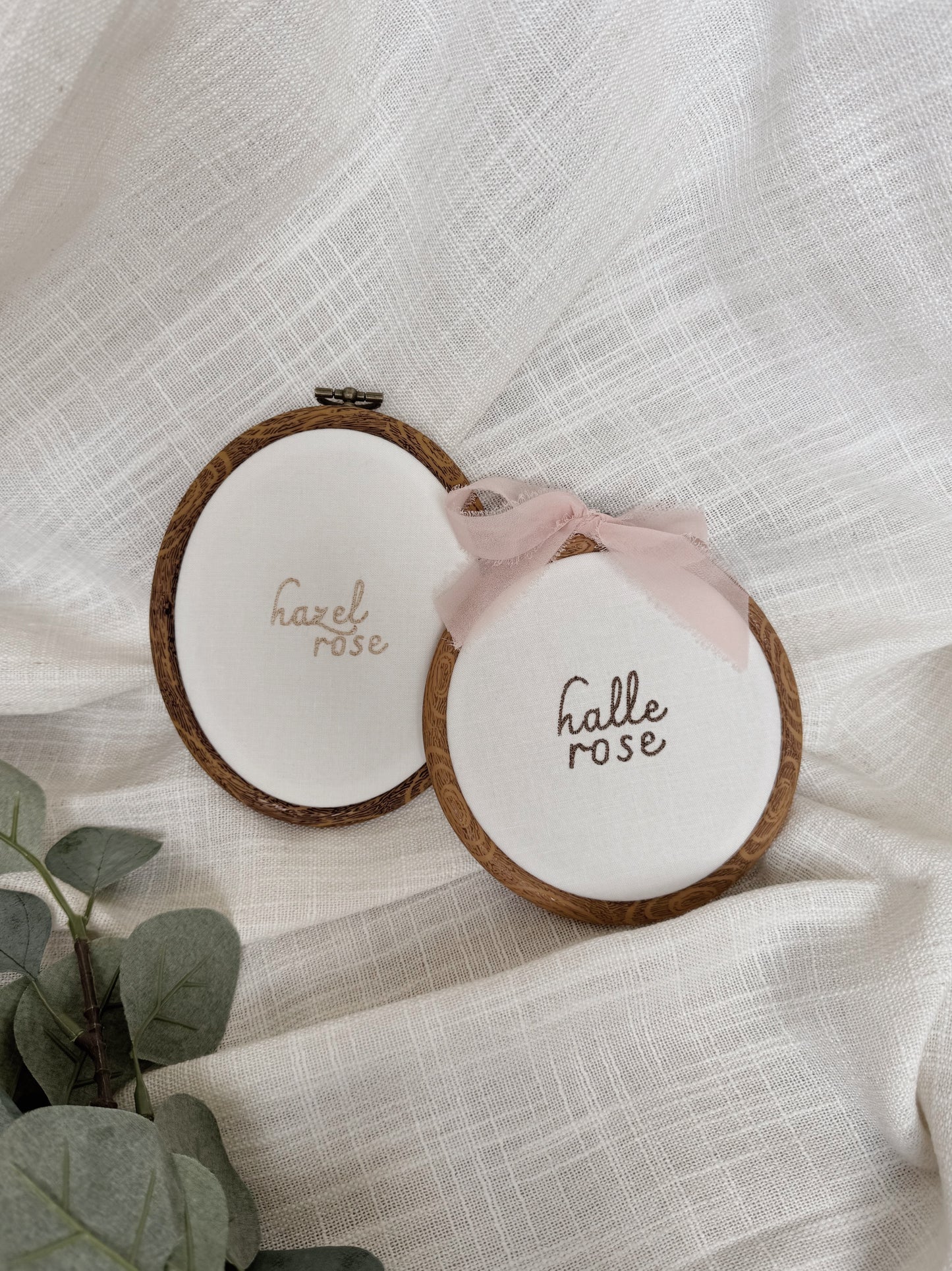 Personalized Embroidered Birth Announcement Hoop, Milestone Photo Prop