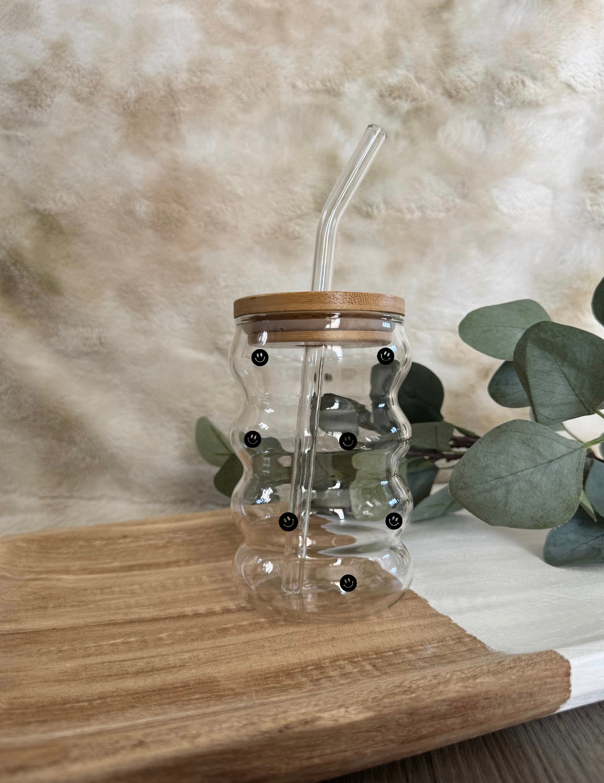 Personalized Valentine's Bubble Cup: Glass Straw and Bamboo Lid, Gifts, Custom, Love