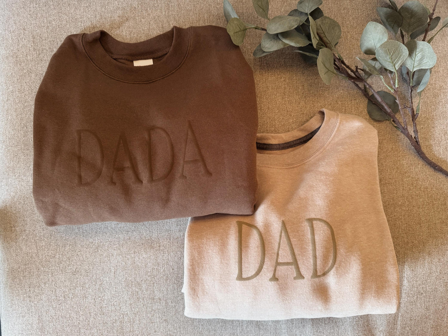 Personalized Matching Puff Family Set / Crewneck,  Romper, Mama, Dada, Mini, Grandma, Auntie, Custom, Neutral, Sleeve Customization