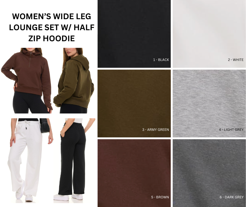So This Is Love Lounge Set: Customizable Matching Wide Leg Sweatpants & Half Zip Crew