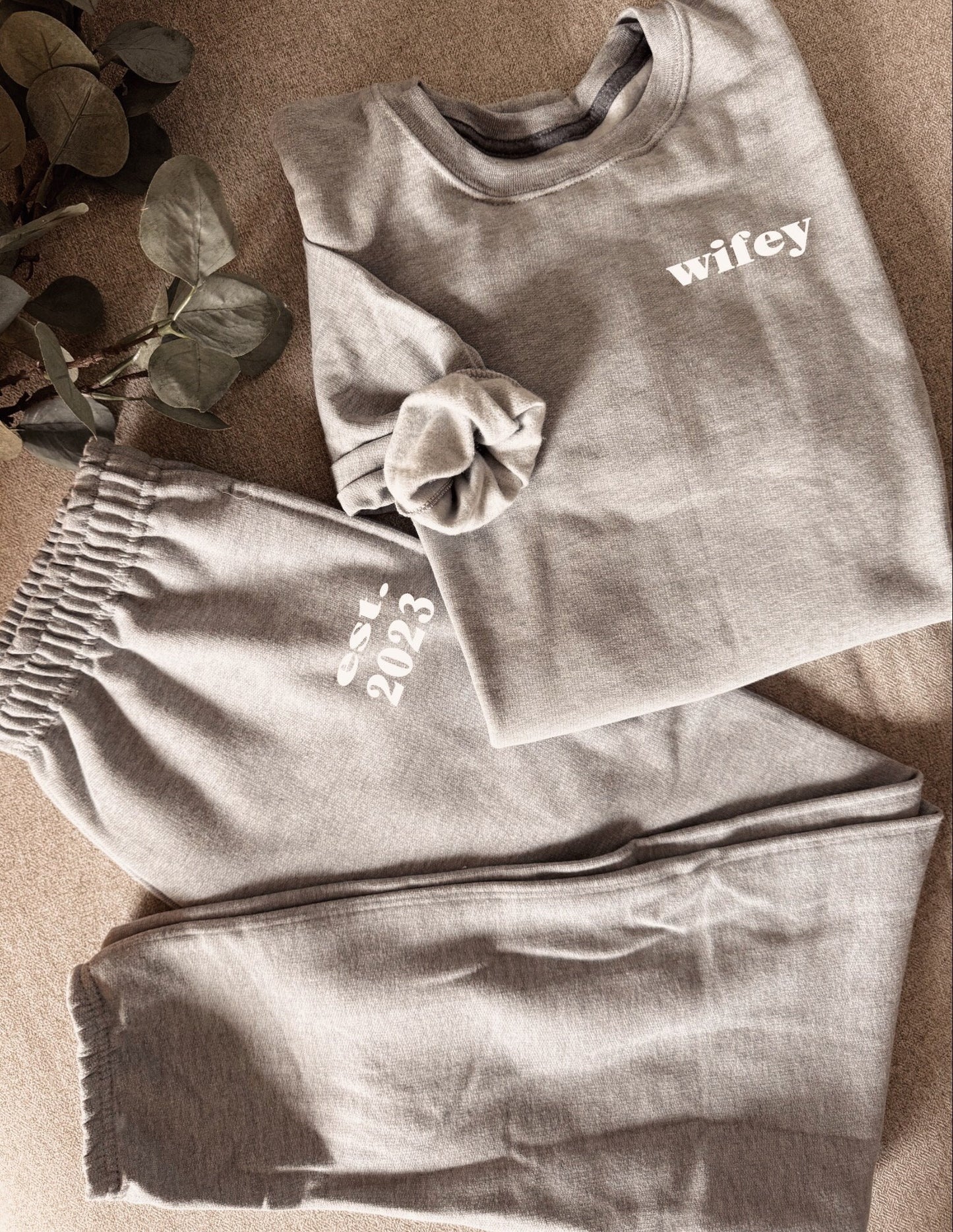 Personalized Valentine's Lounge Set: Custom Sweatshirt and Sweatpants, Matching Pjs, Anniversary, Love, Wifey