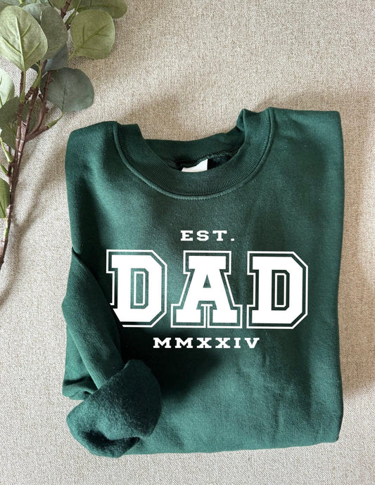 Dad Apparel / Crewneck, Father's Day, Birthday, Christmas Gifts for Dad, Girl Dad, Boy Dad, Custom, Neutral, Sleeve Customization