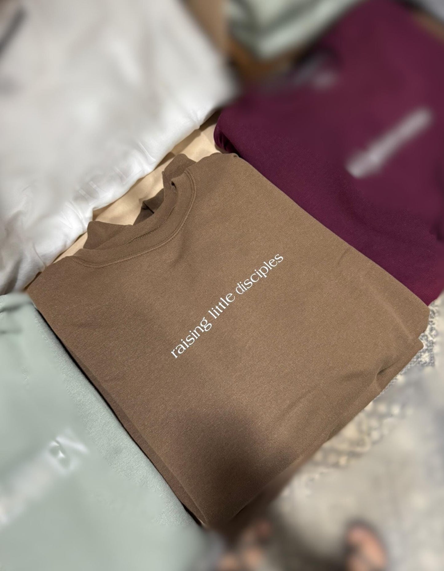 Personalized Christian Apparel: Raising Little Disciples Crewneck, T-shirt, Hoodie, Crew, Longsleeve, Neutrals