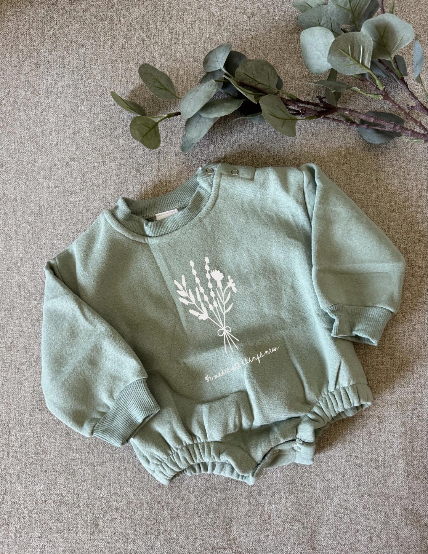 Personalized Floral Mommy and Me Set: Christian Crewneck and Romper