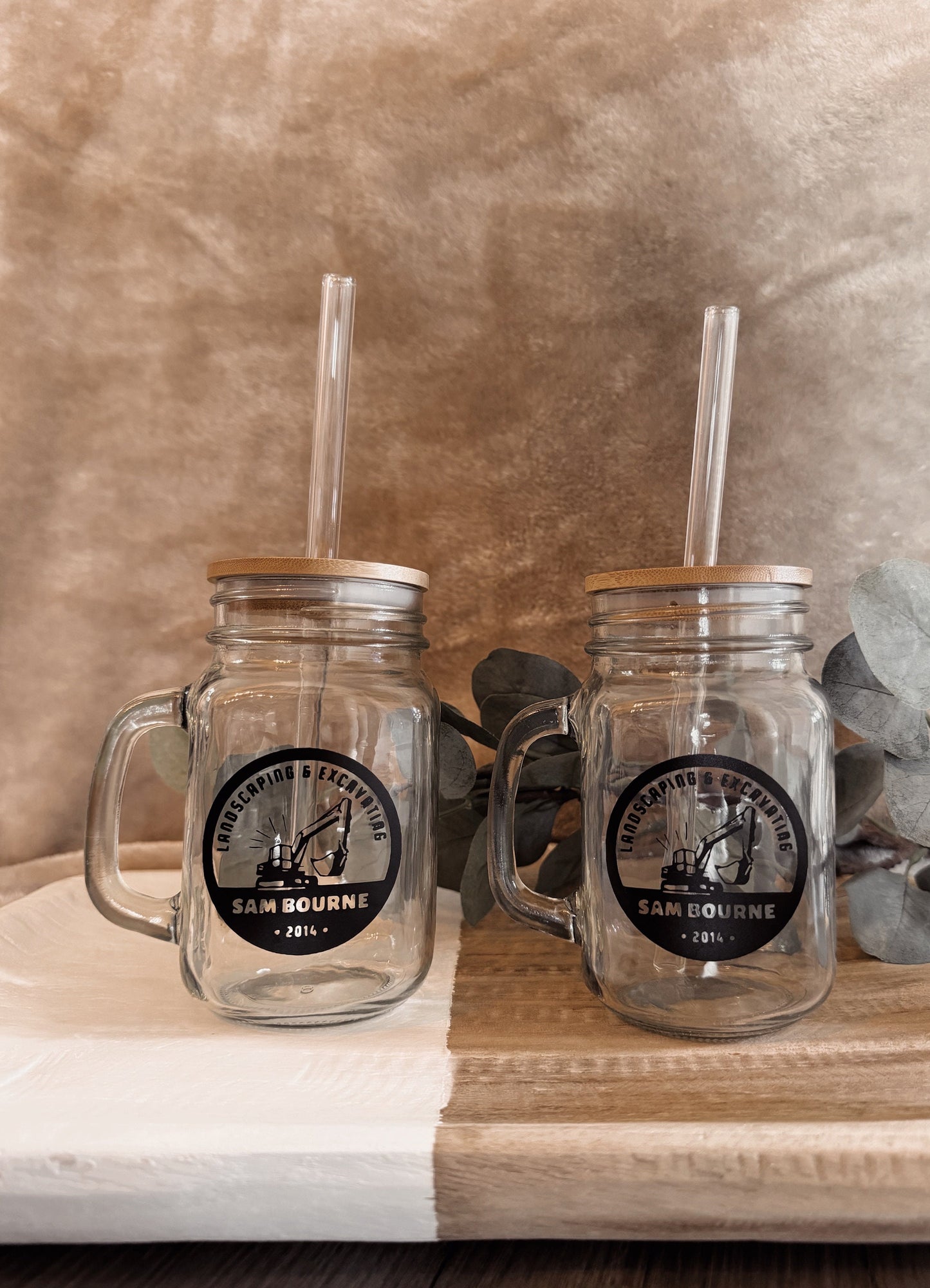Personalized Logo Coffee Cup: Glass Straw & Bamboo Lid, Corporate Gift