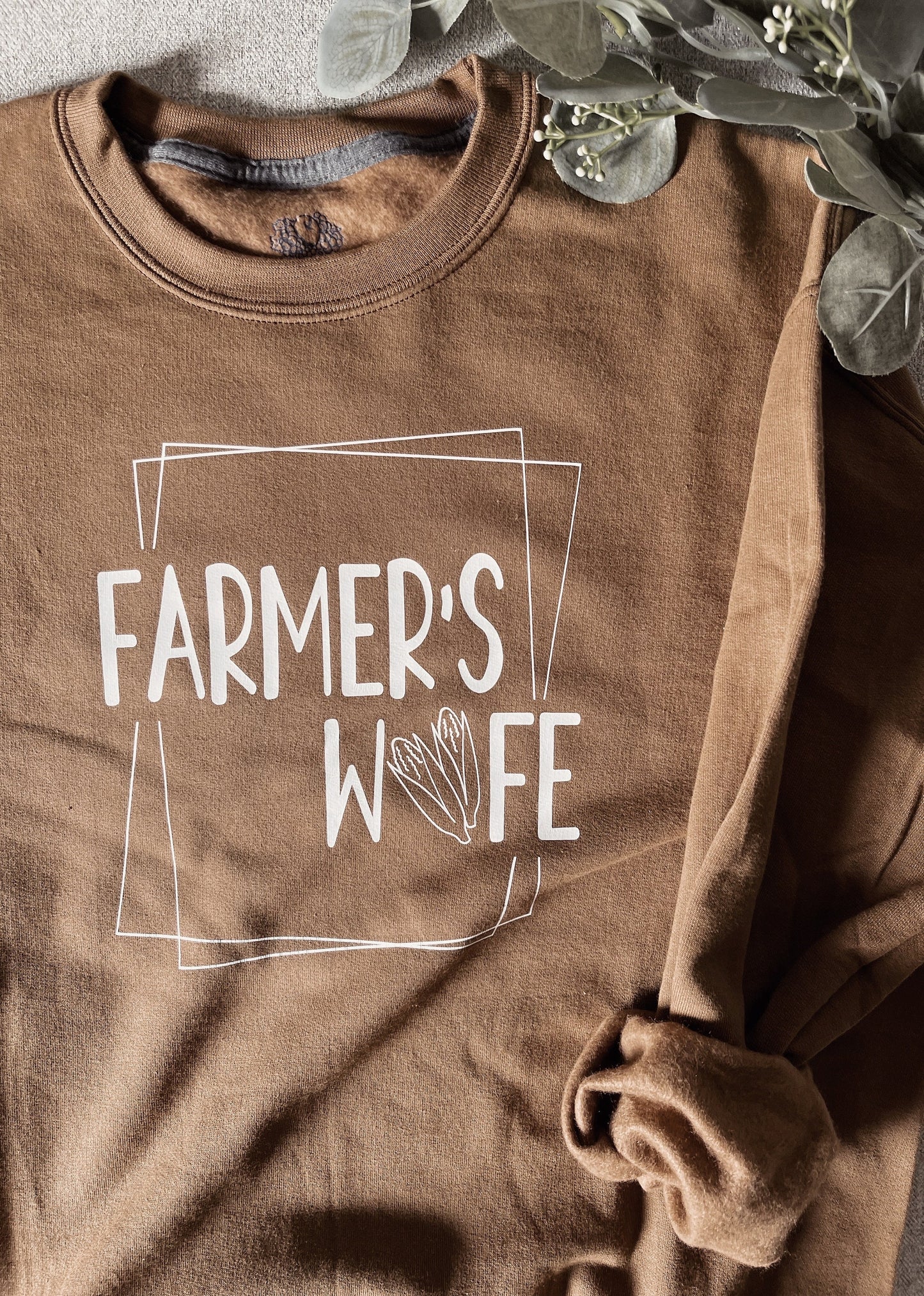 Personalized Farmer's Wife Clothing: Custom Name Sleeve, Fall, Harvest Season, Family Farming Apparel