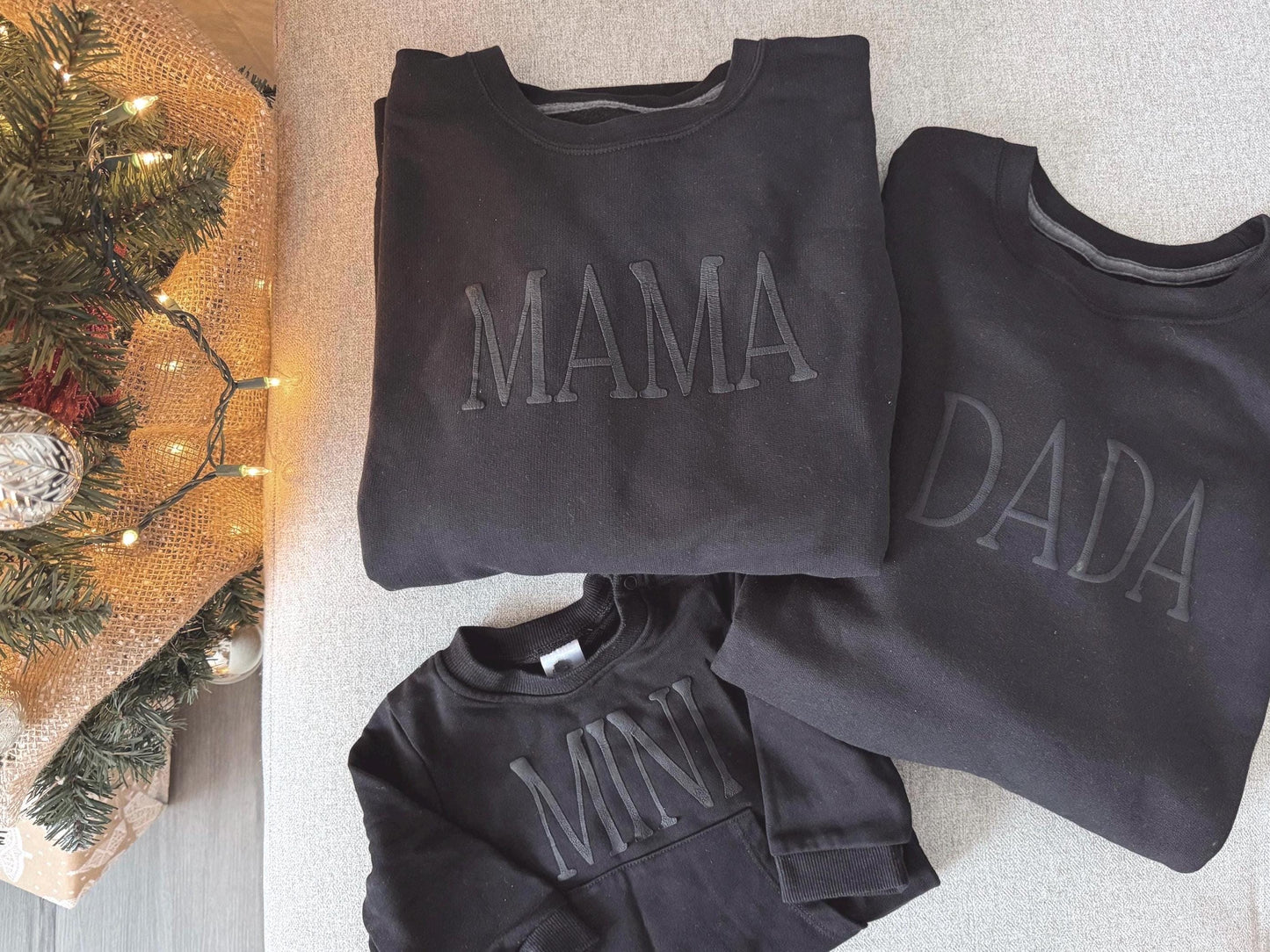 Personalized Matching Puff Family Set / Crewneck, Romper, Mama, Dada, Mini, Brother, Custom, Neutral, Sleeve Customization