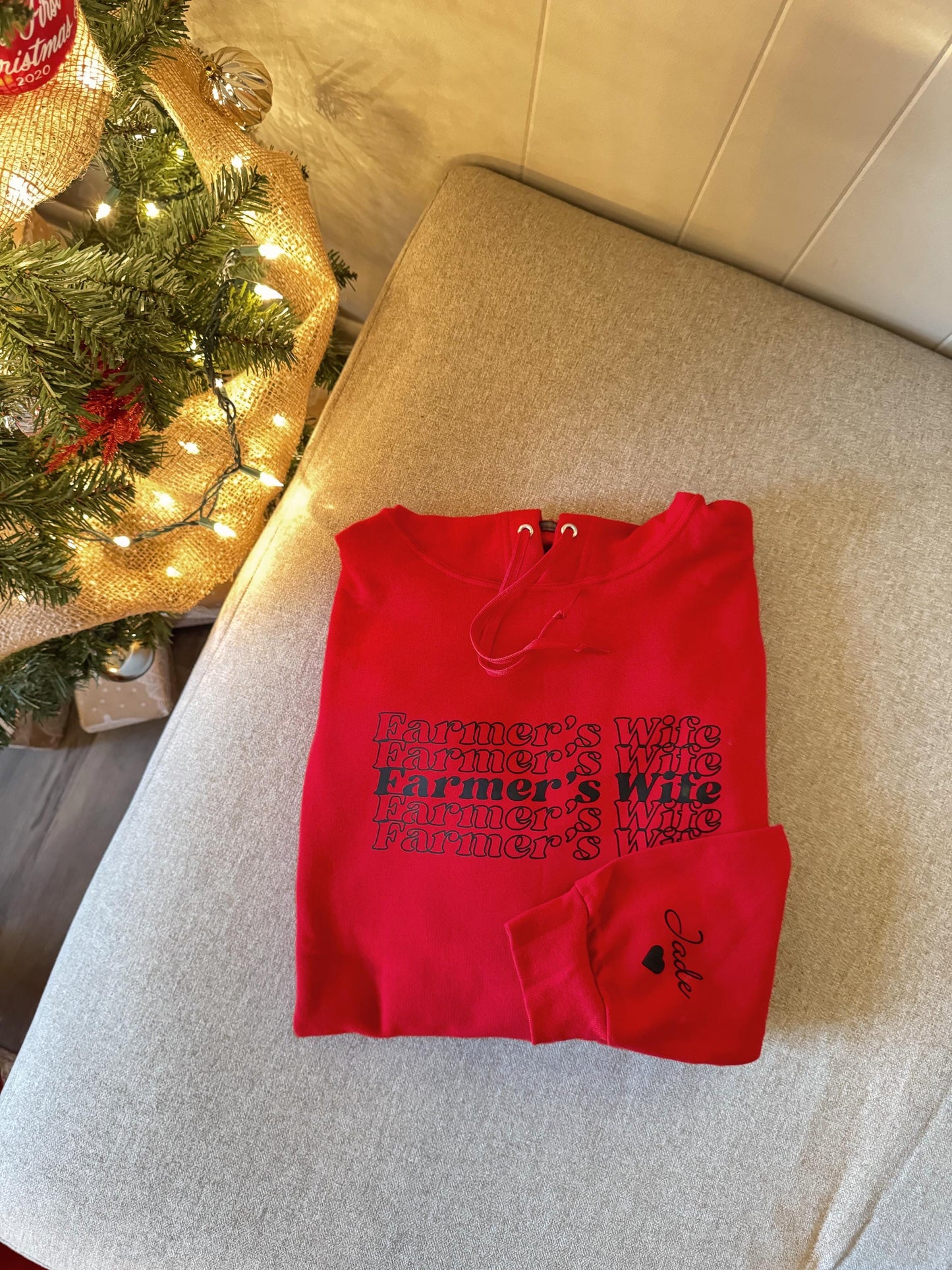 Personalized Farmer's Wife Clothing: Custom Name Sleeve, Fall, Harvest Season, Family Farming Apparel