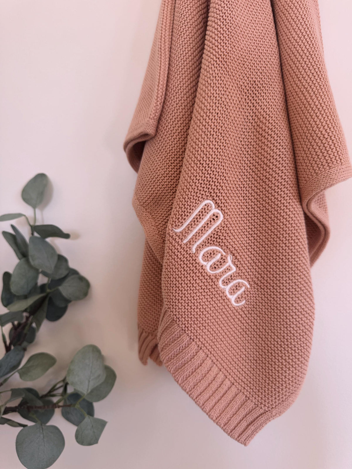 Personalized organic cotton baby blanket with embroidered name